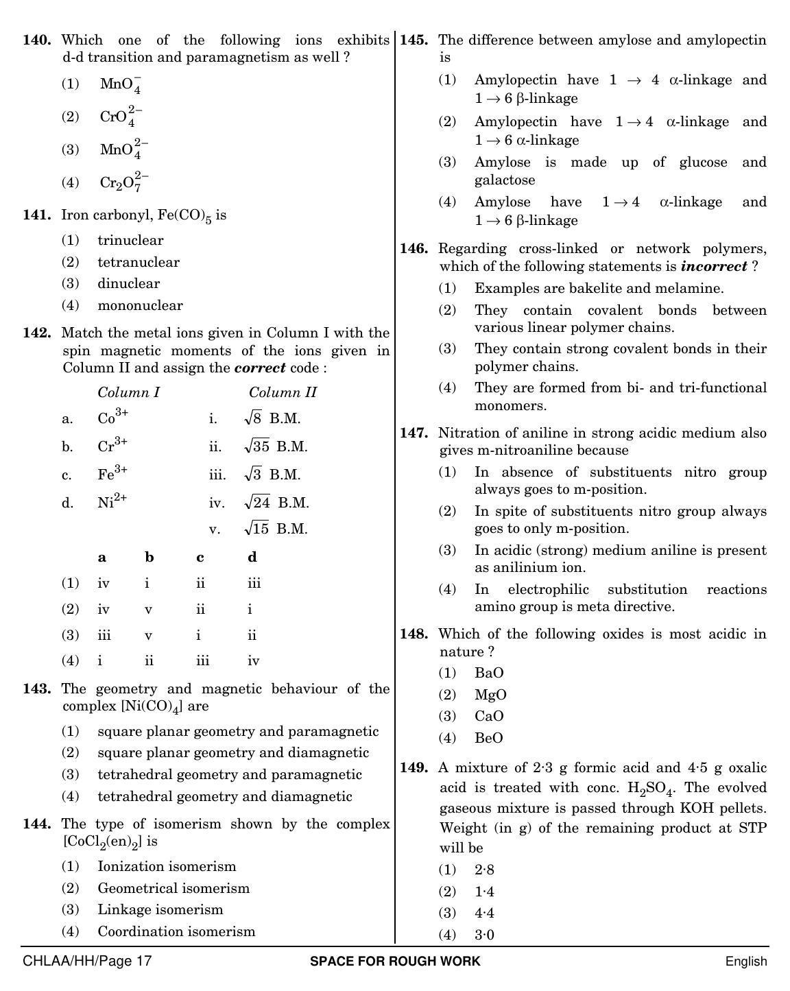 NEET English HH 2019 Question Paper - Page 17
