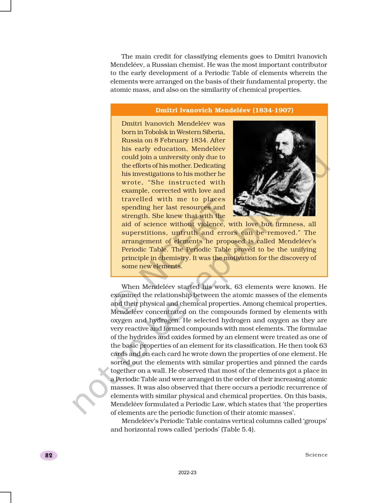 NCERT Book for Class 10 Science Chapter 5 Periodic Classification of Elements - Page 4