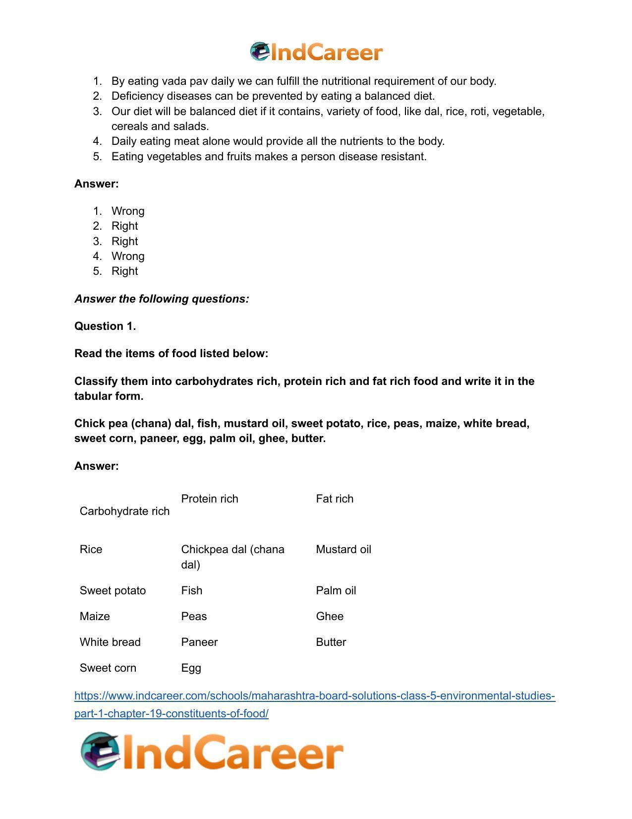 Maharashtra Board Solutions Class 5-Environmental Studies (Part 1): Chapter 19- Constituents of Food - Page 25