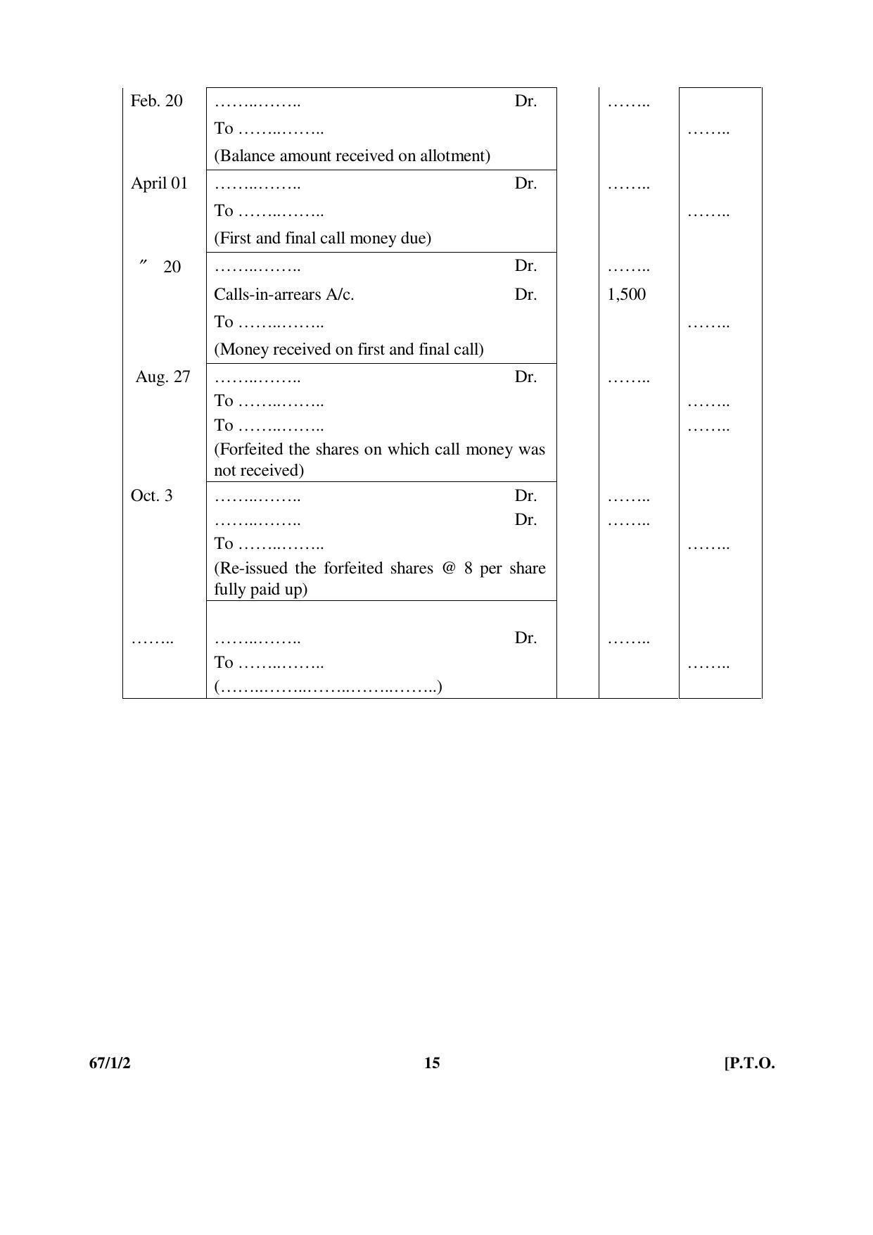 CBSE Class 12 67-1-2 ACCOUNTANCY 2016 Question Paper - Page 15