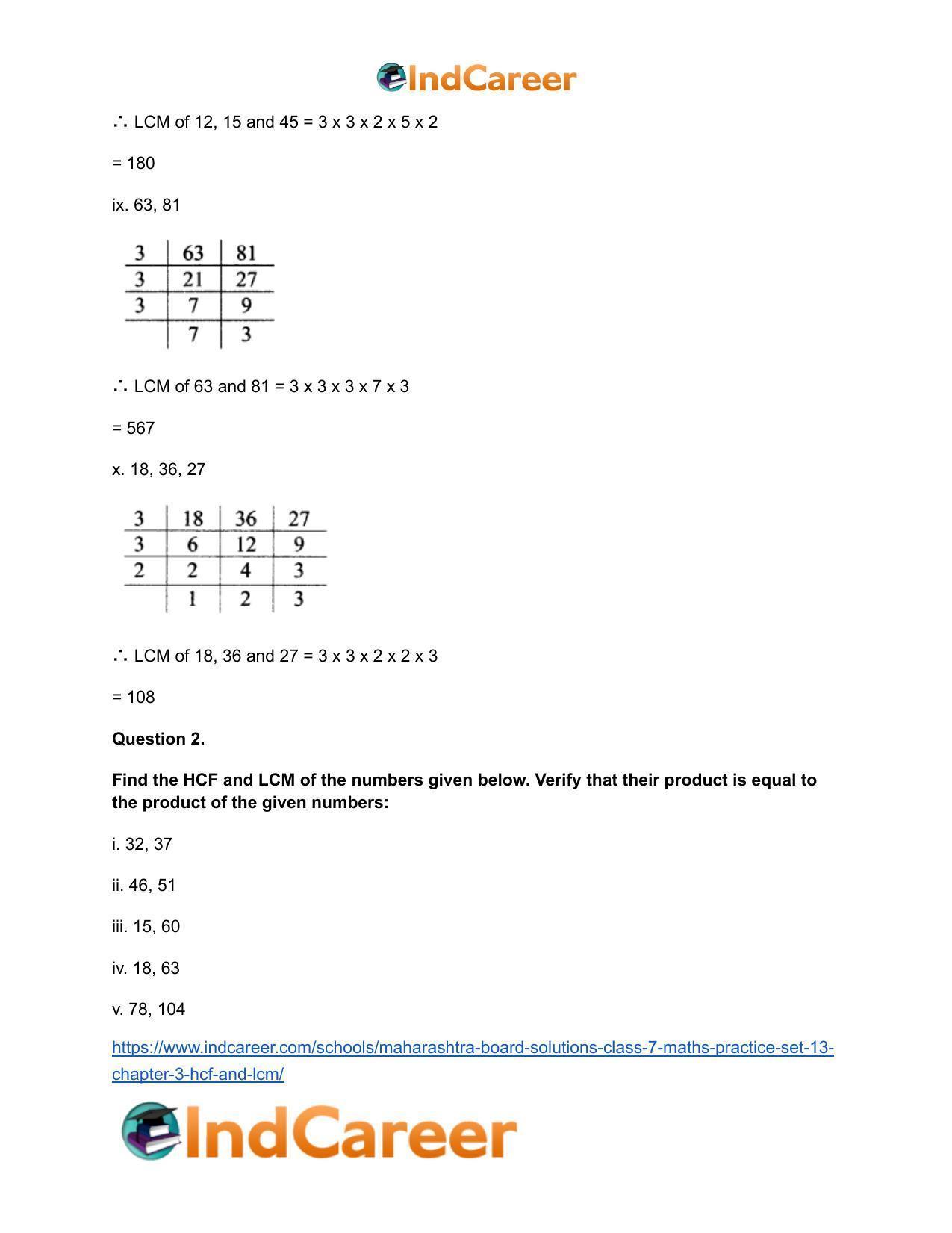 Maharashtra Board Solutions Class 7-Maths (Practice Set 13): Chapter 3- HCF and LCM - Page 5