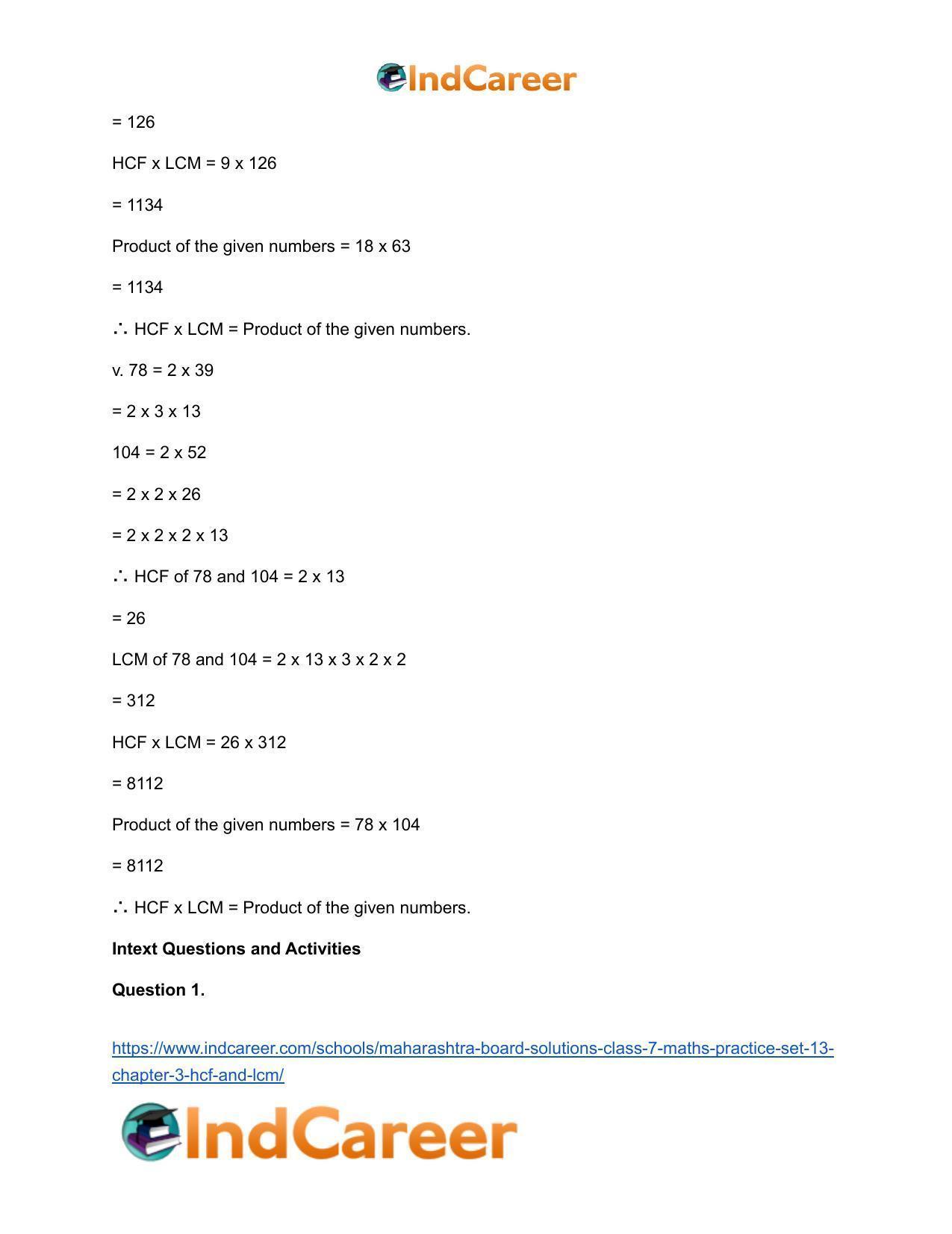 Maharashtra Board Solutions Class 7-Maths (Practice Set 13): Chapter 3- HCF and LCM - Page 8