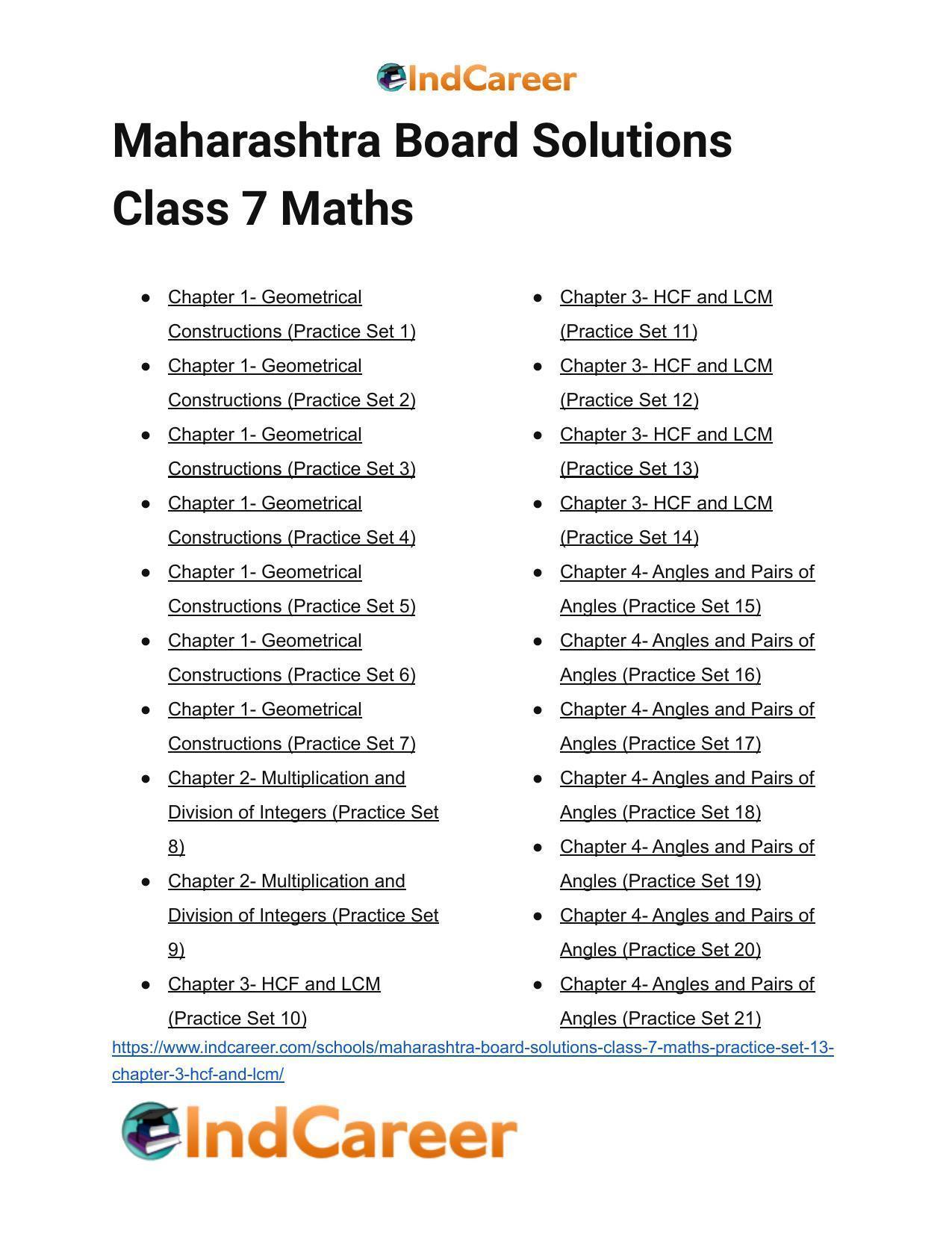 Maharashtra Board Solutions Class 7-Maths (Practice Set 13): Chapter 3- HCF and LCM - Page 10