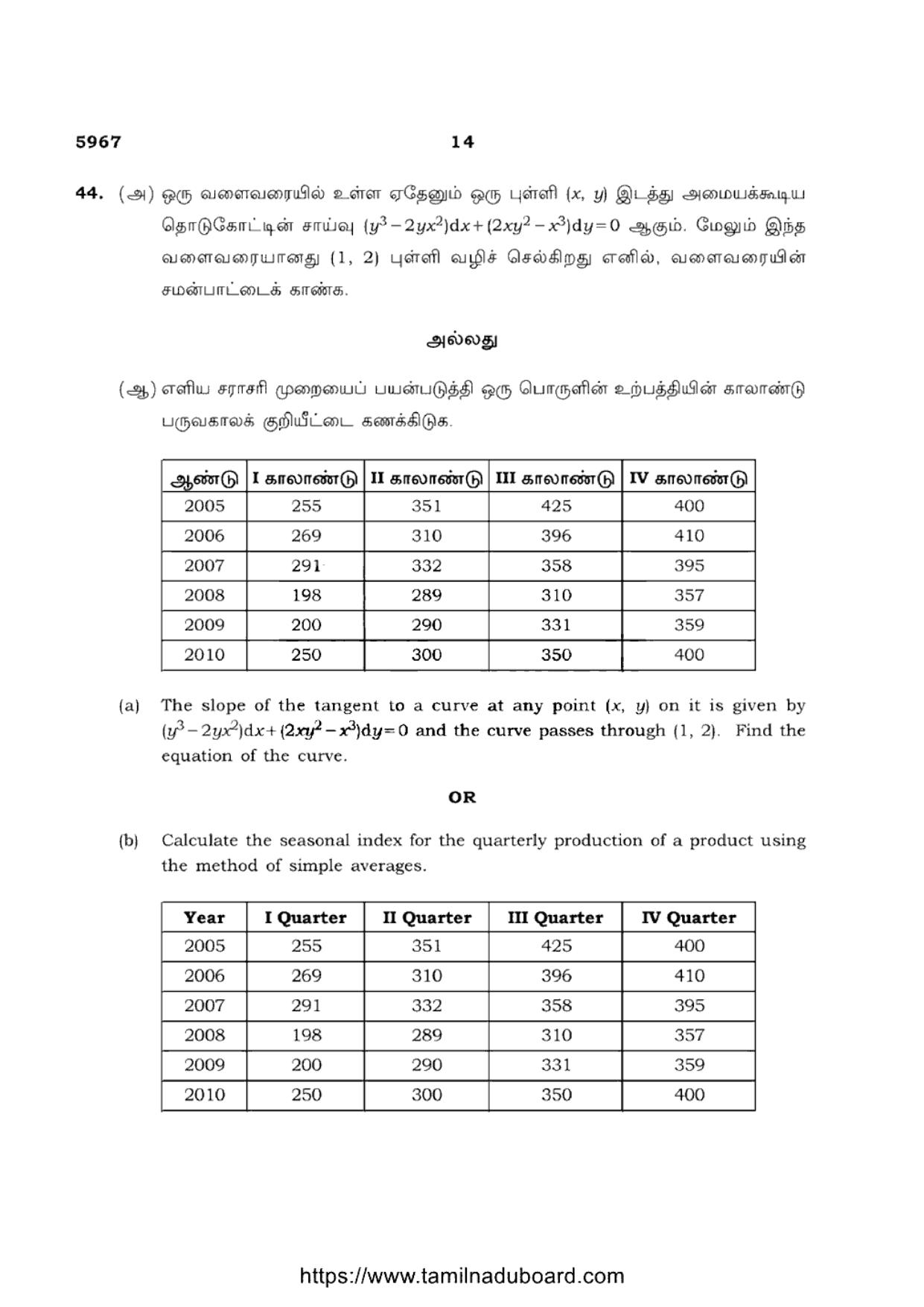 TN Class 12 Business Mathematics And Statistics 5967 Question Papers 2022 - Page 14