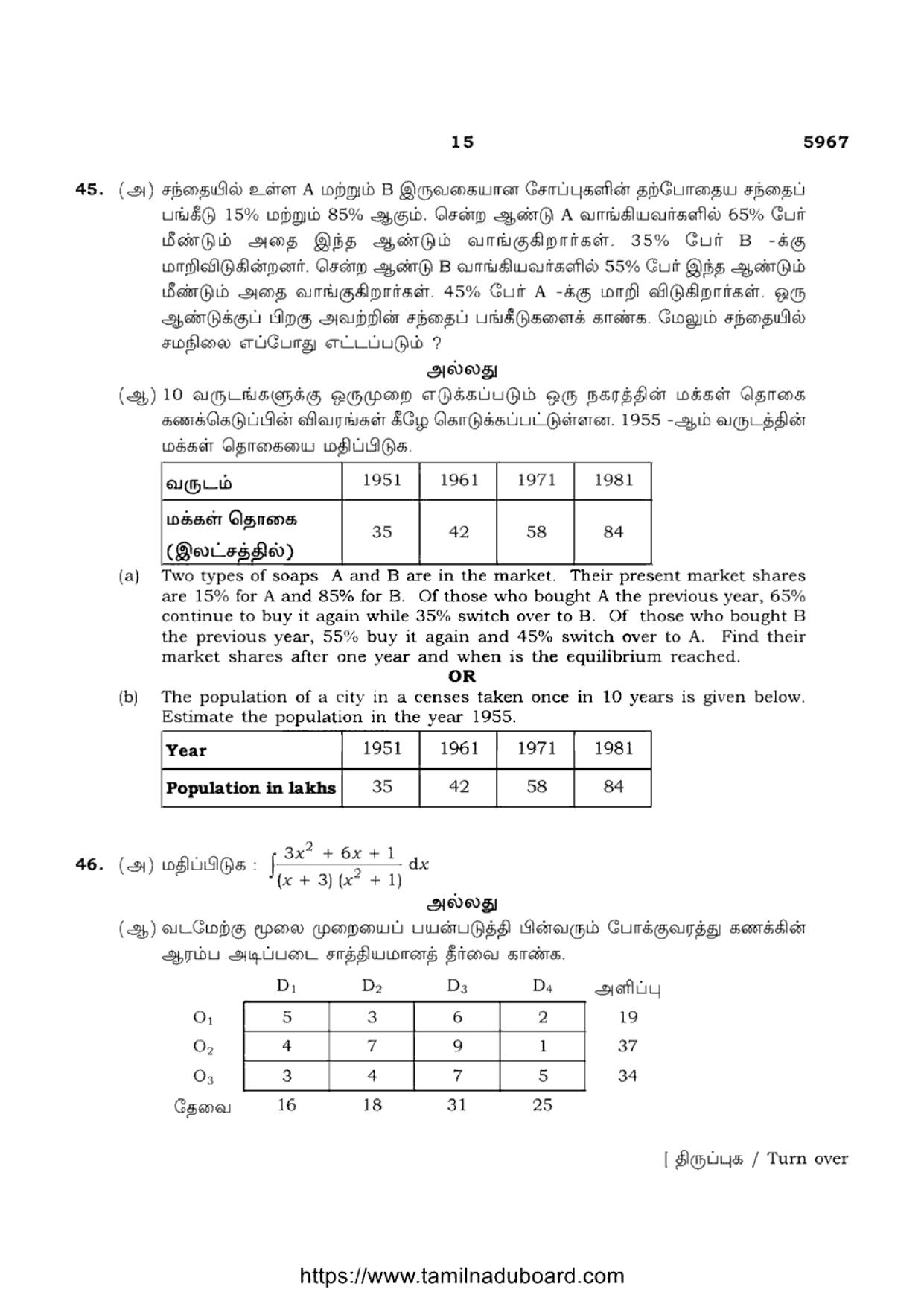 TN Class 12 Business Mathematics And Statistics 5967 Question Papers 2022 - Page 15