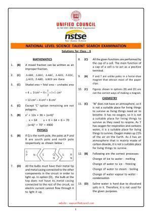 2023 Class 6 NSTSE Key & Solutions