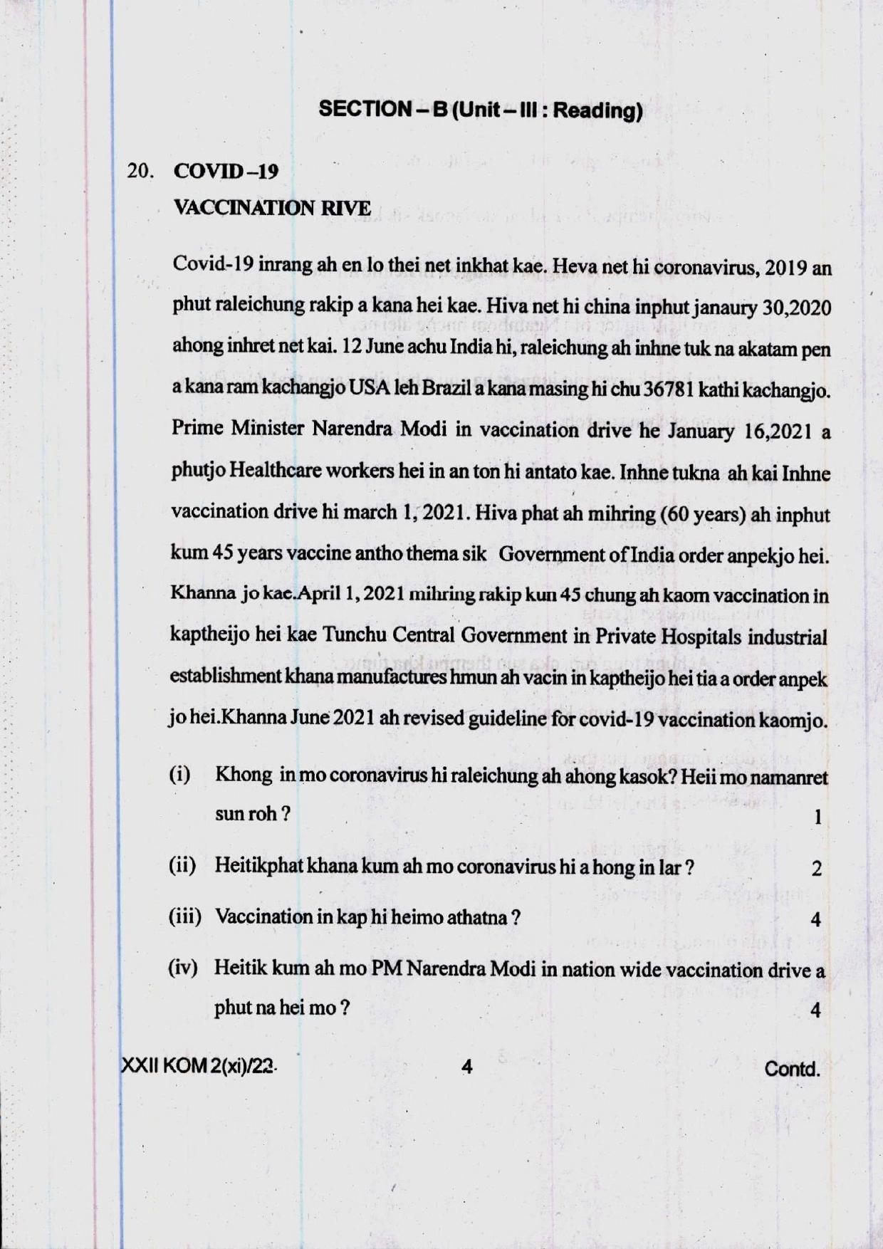 COHSEM 12th Question Papers 2022 Kom (M.I.L.) - Page 4