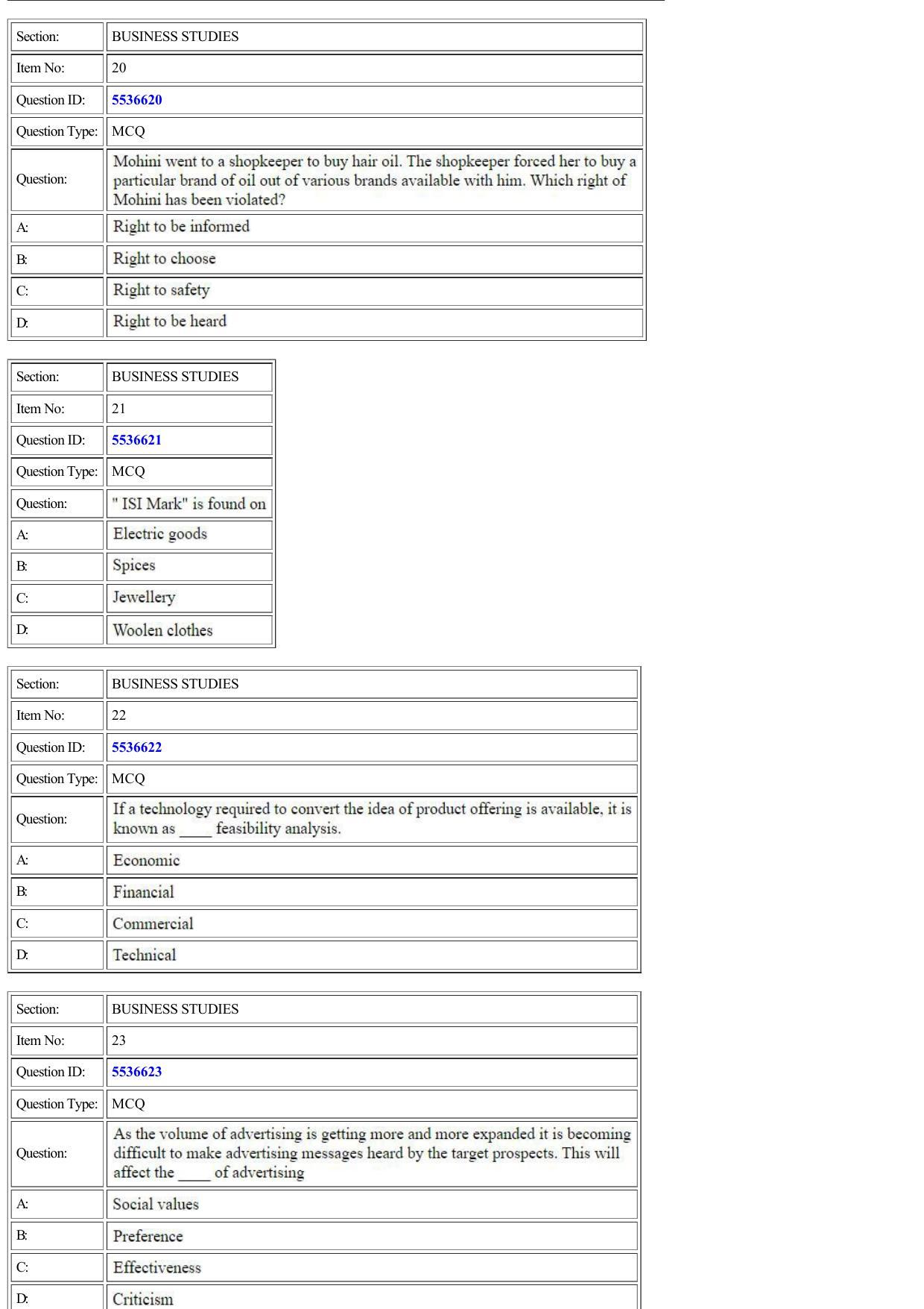 CUET 2022 Question Paper of Business Studies - Page 6