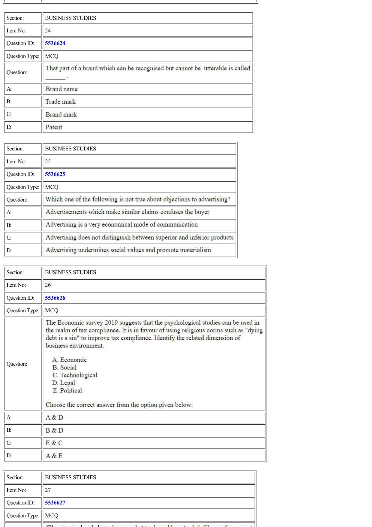 CUET 2022 Question Paper of Business Studies - Page 7