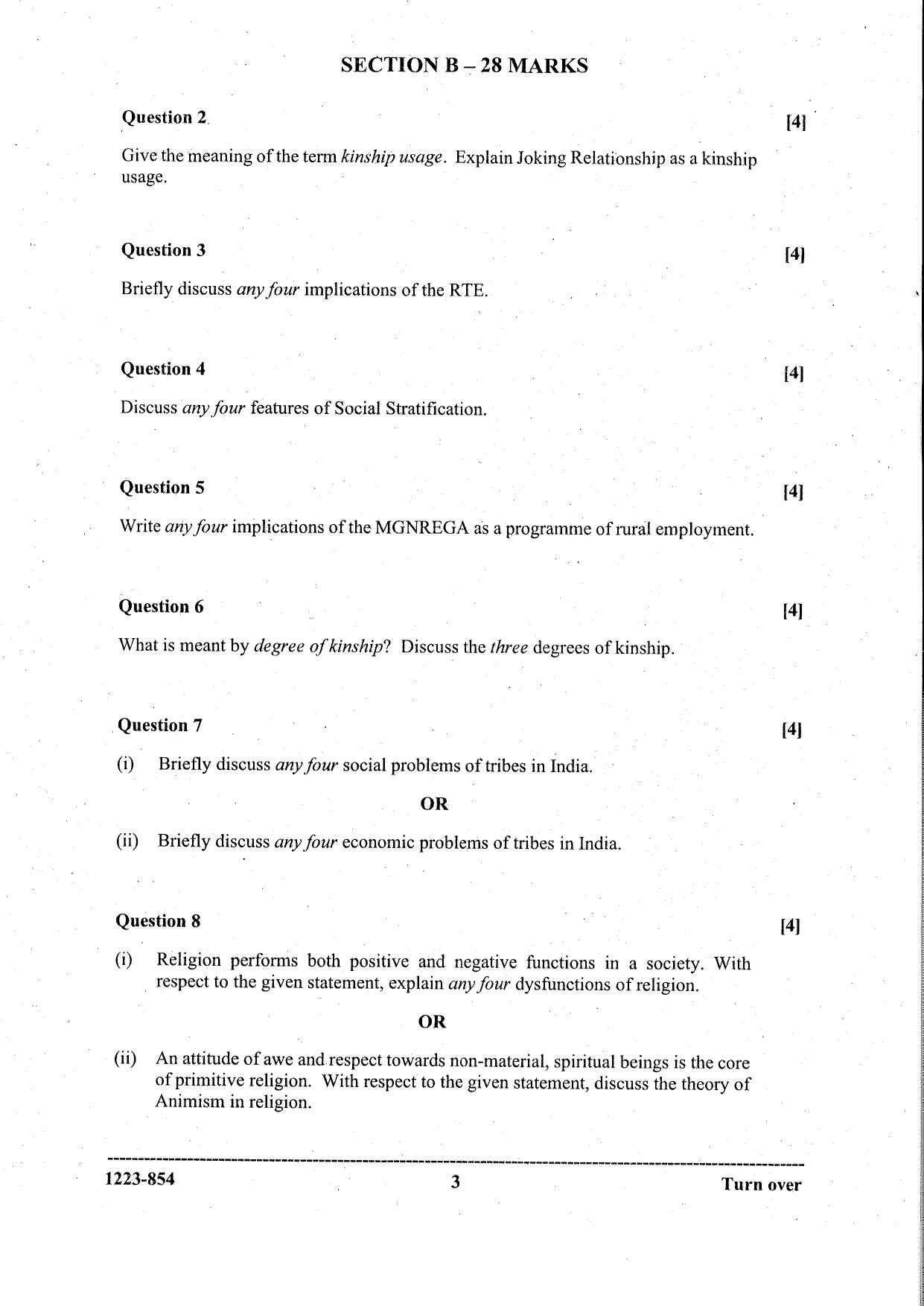 ISC Class 12 Sociology 2023 Question Paper - Page 3