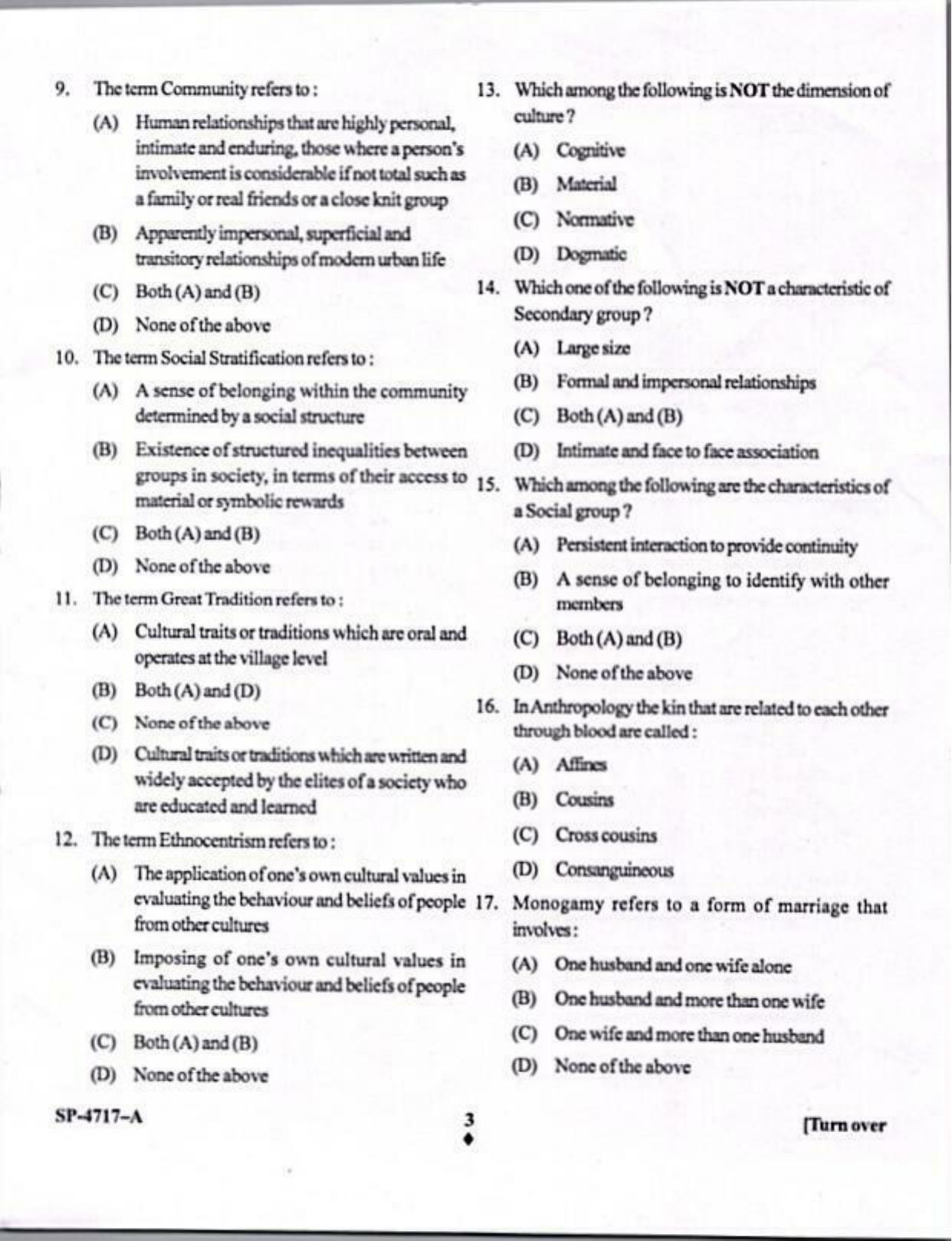 KUET 2024 M.A. Anthropogy Question Paper - Page 3