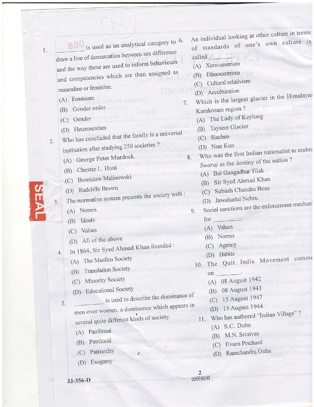 KUET 2024 M.A. Anthropogy Question Paper - Page 24
