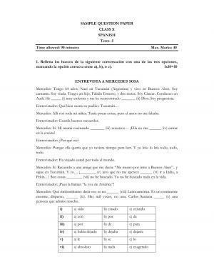 CBSE Class 10 Spanish Sample Paper 2021-22