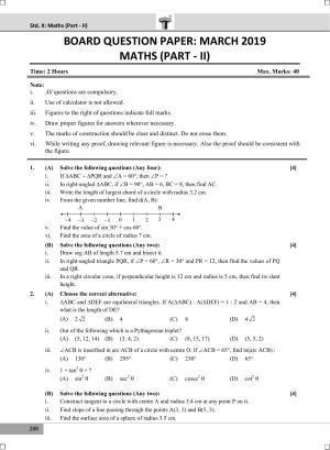 Maharashtra Board SSC Mathematics (Paper - II) 2019 Question Paper