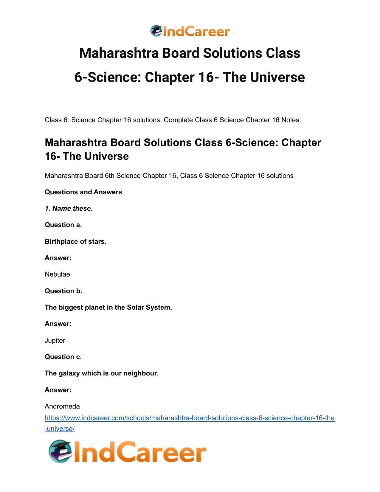 Maharashtra Board Solutions Class 6-Science: Chapter 16- The Universe - Page 2