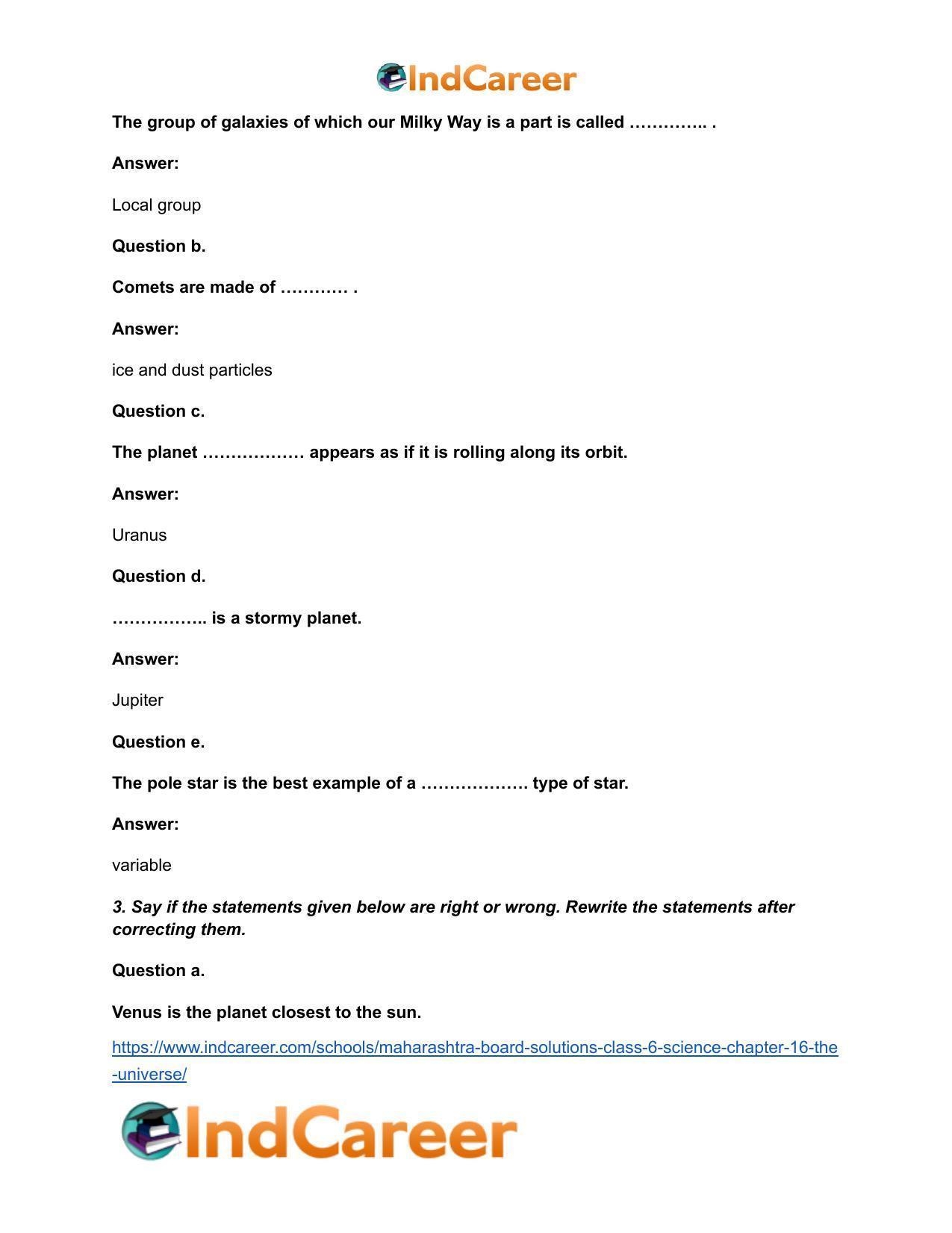 Maharashtra Board Solutions Class 6-Science: Chapter 16- The Universe - Page 4