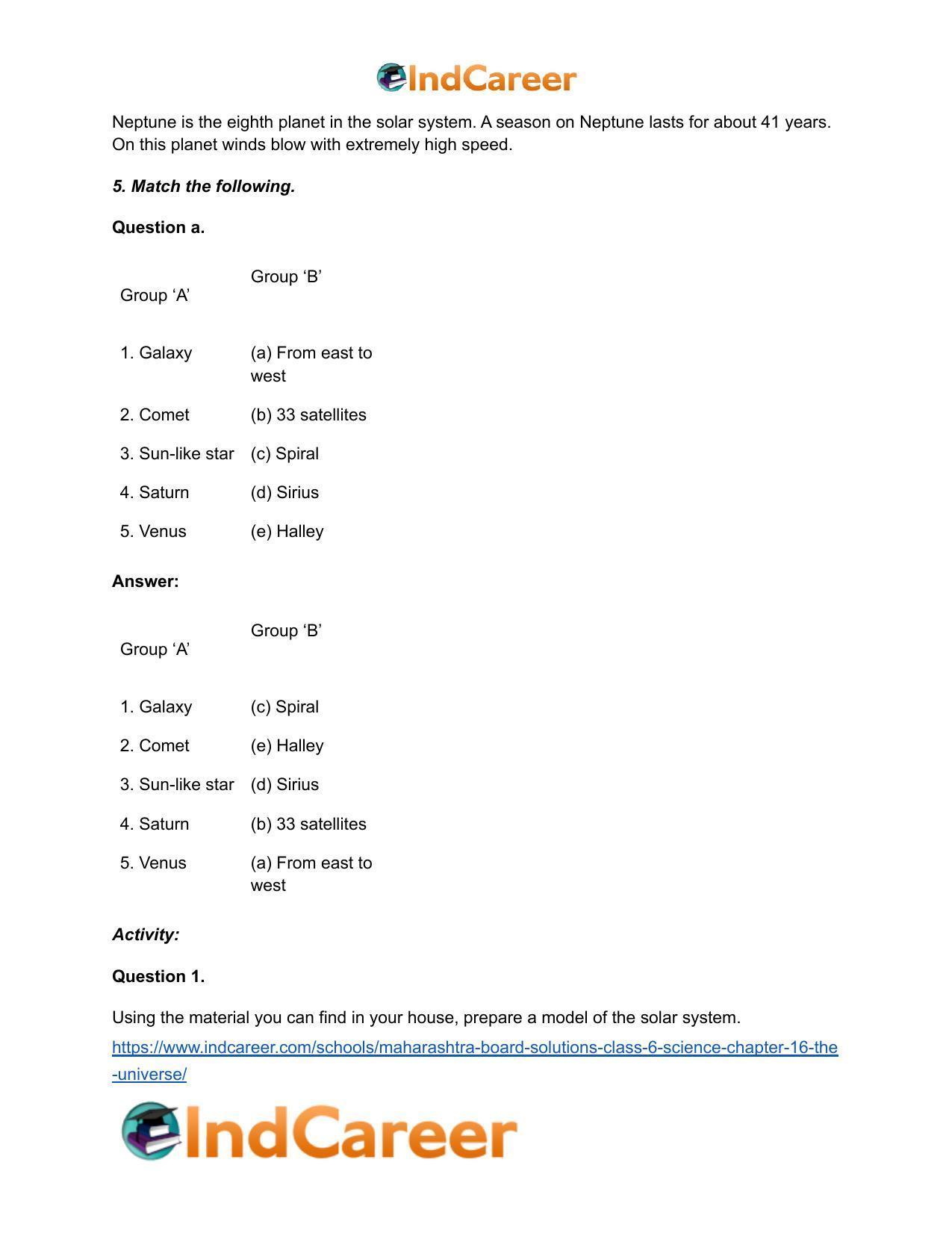Maharashtra Board Solutions Class 6-Science: Chapter 16- The Universe - Page 7