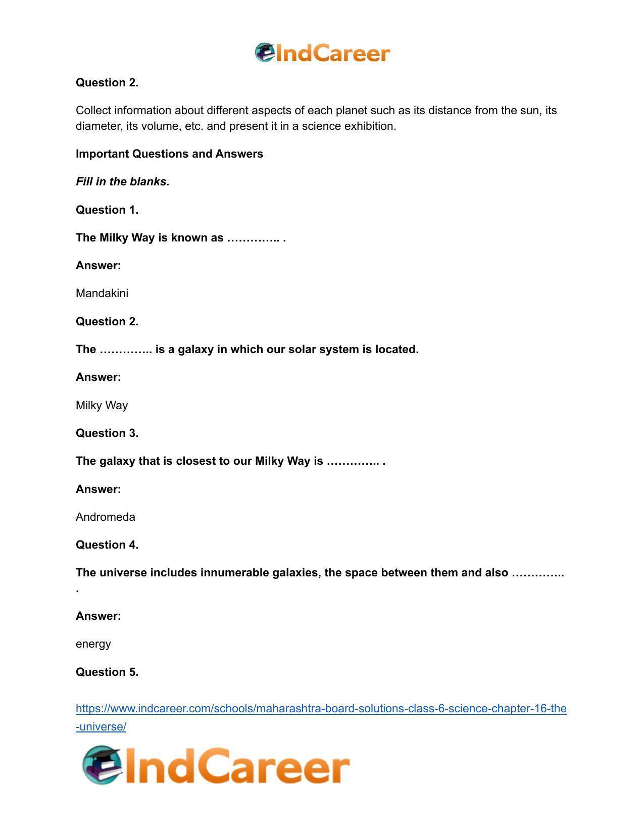 Maharashtra Board Solutions Class 6-Science: Chapter 16- The Universe - Page 8