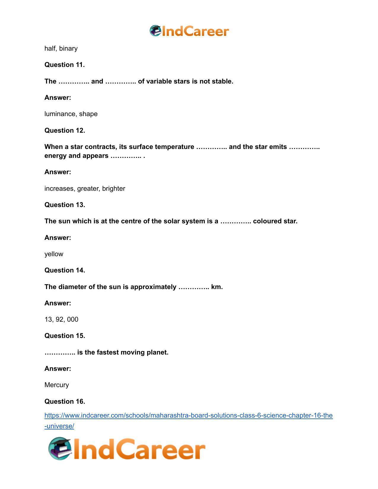 Maharashtra Board Solutions Class 6-Science: Chapter 16- The Universe - Page 10