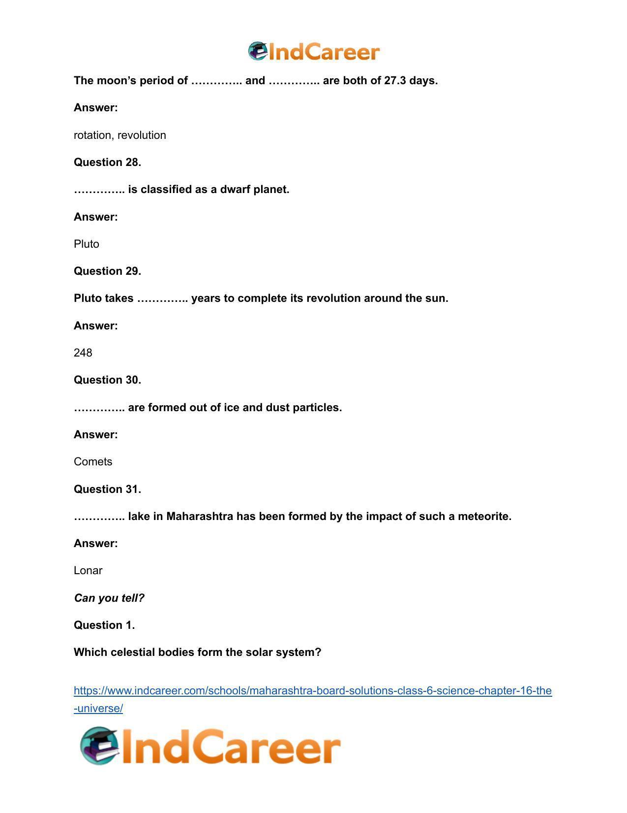 Maharashtra Board Solutions Class 6-Science: Chapter 16- The Universe - Page 13