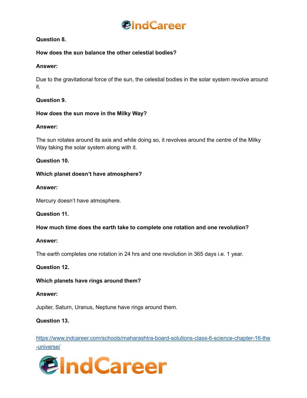 Maharashtra Board Solutions Class 6-Science: Chapter 16- The Universe - Page 17