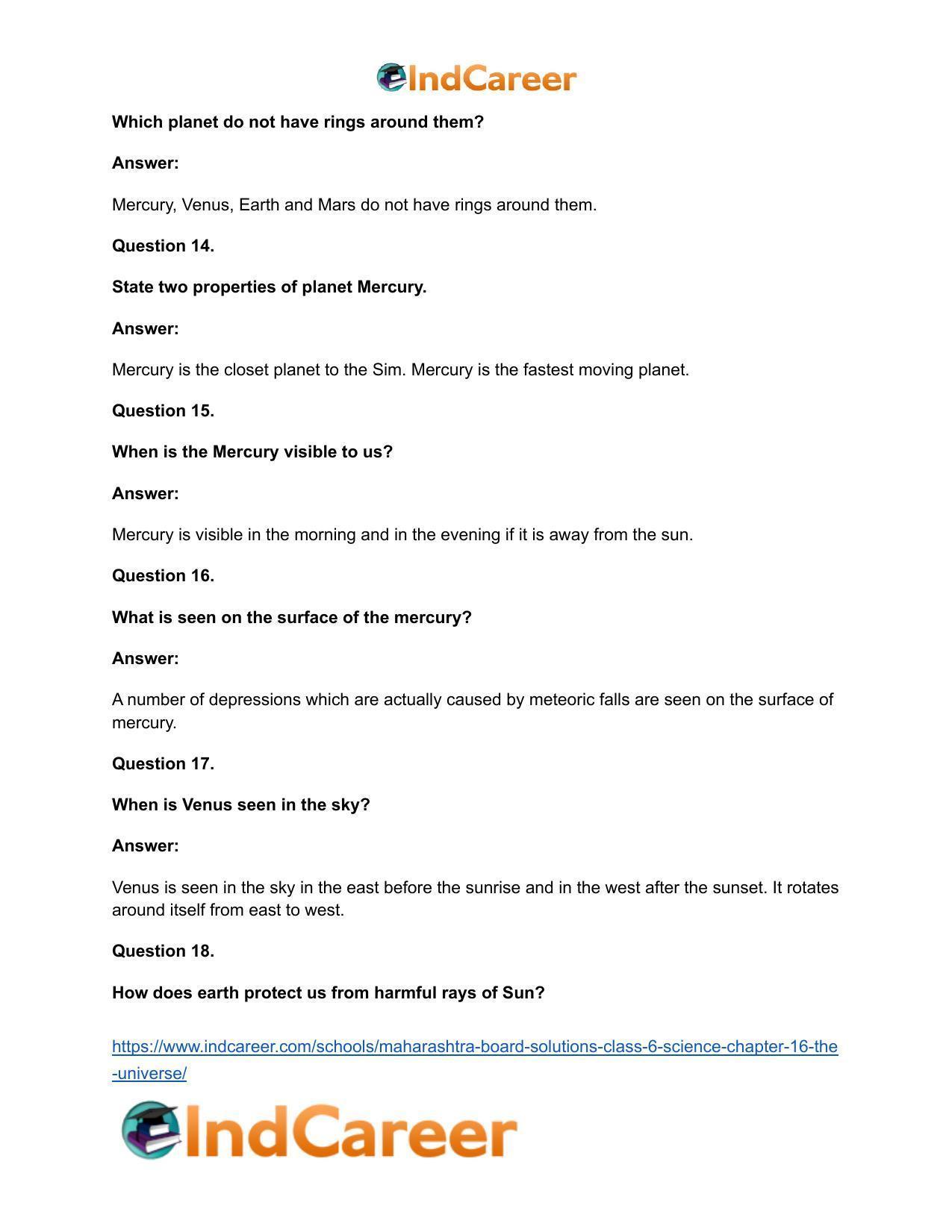Maharashtra Board Solutions Class 6-Science: Chapter 16- The Universe - Page 18