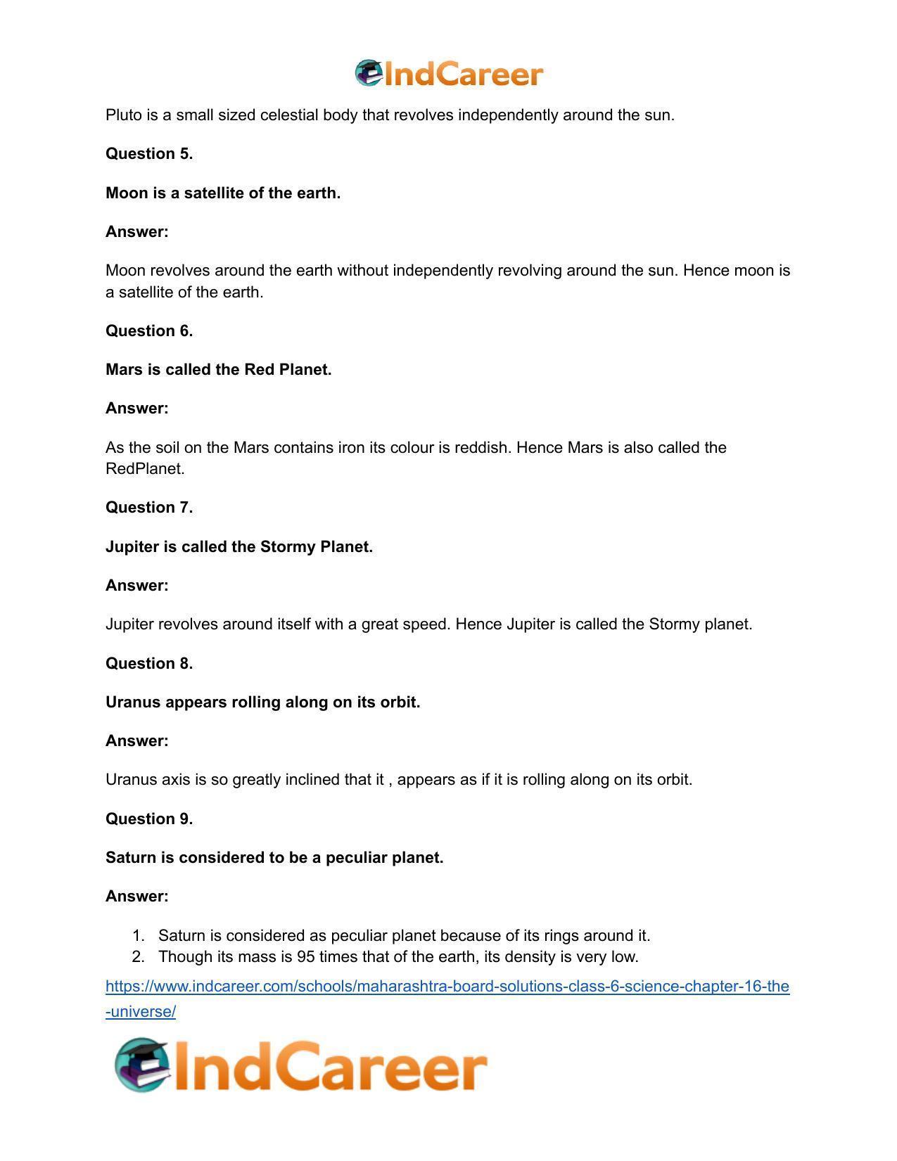 Maharashtra Board Solutions Class 6-Science: Chapter 16- The Universe - Page 22
