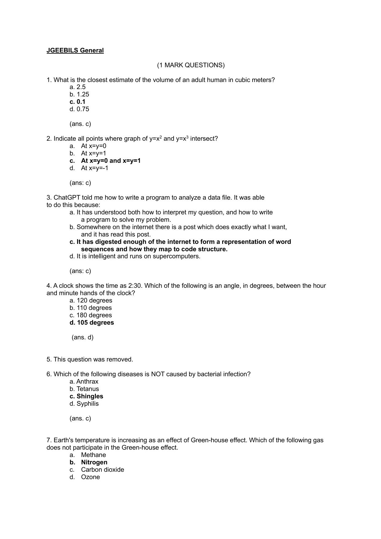 TIFR GS 2024 Biology Question Paper - Page 1