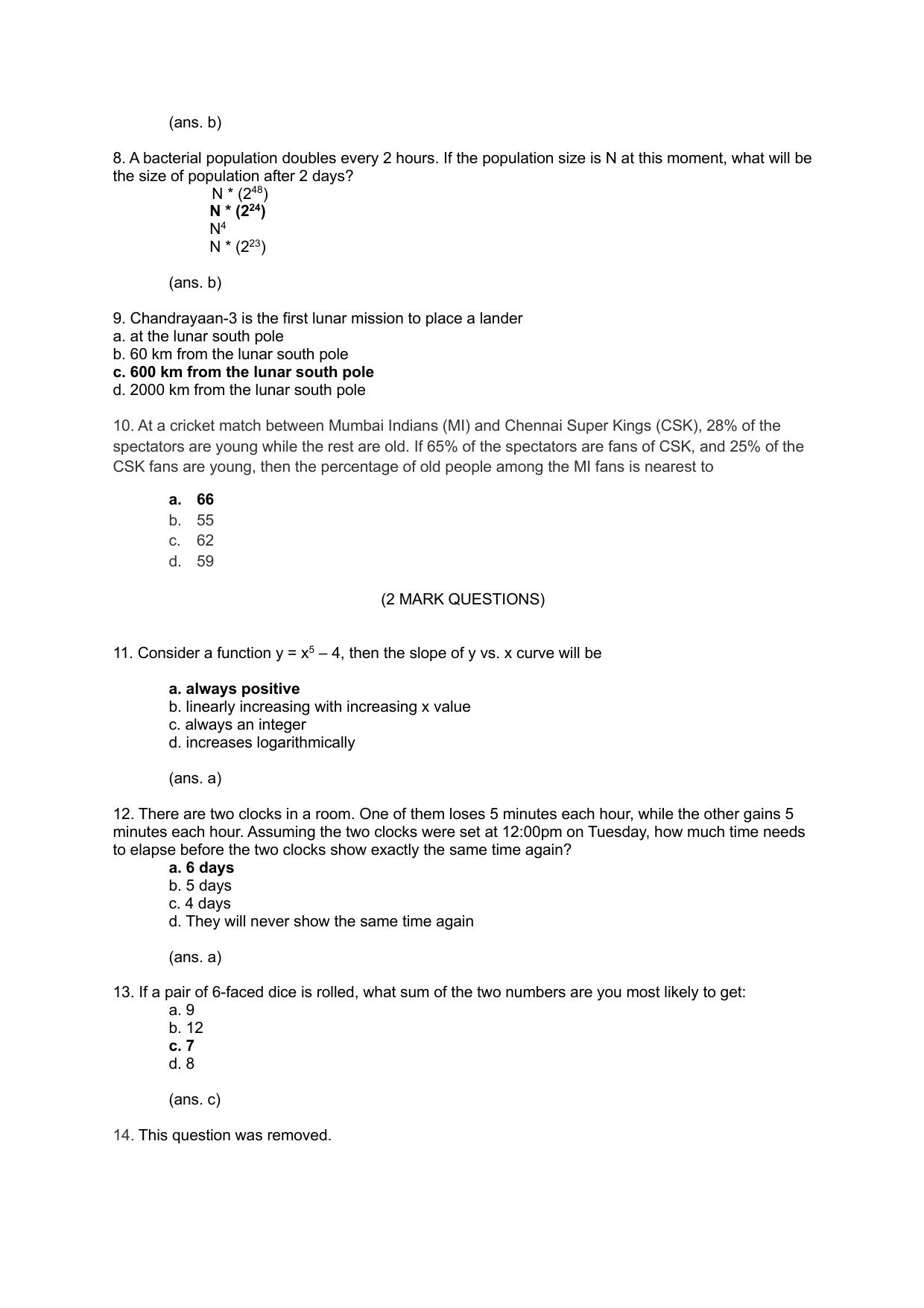 TIFR GS 2024 Biology Question Paper - Page 2