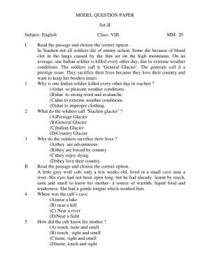 JAC Board Class 8th 2019 ENGLISH SET-2 Model Paper