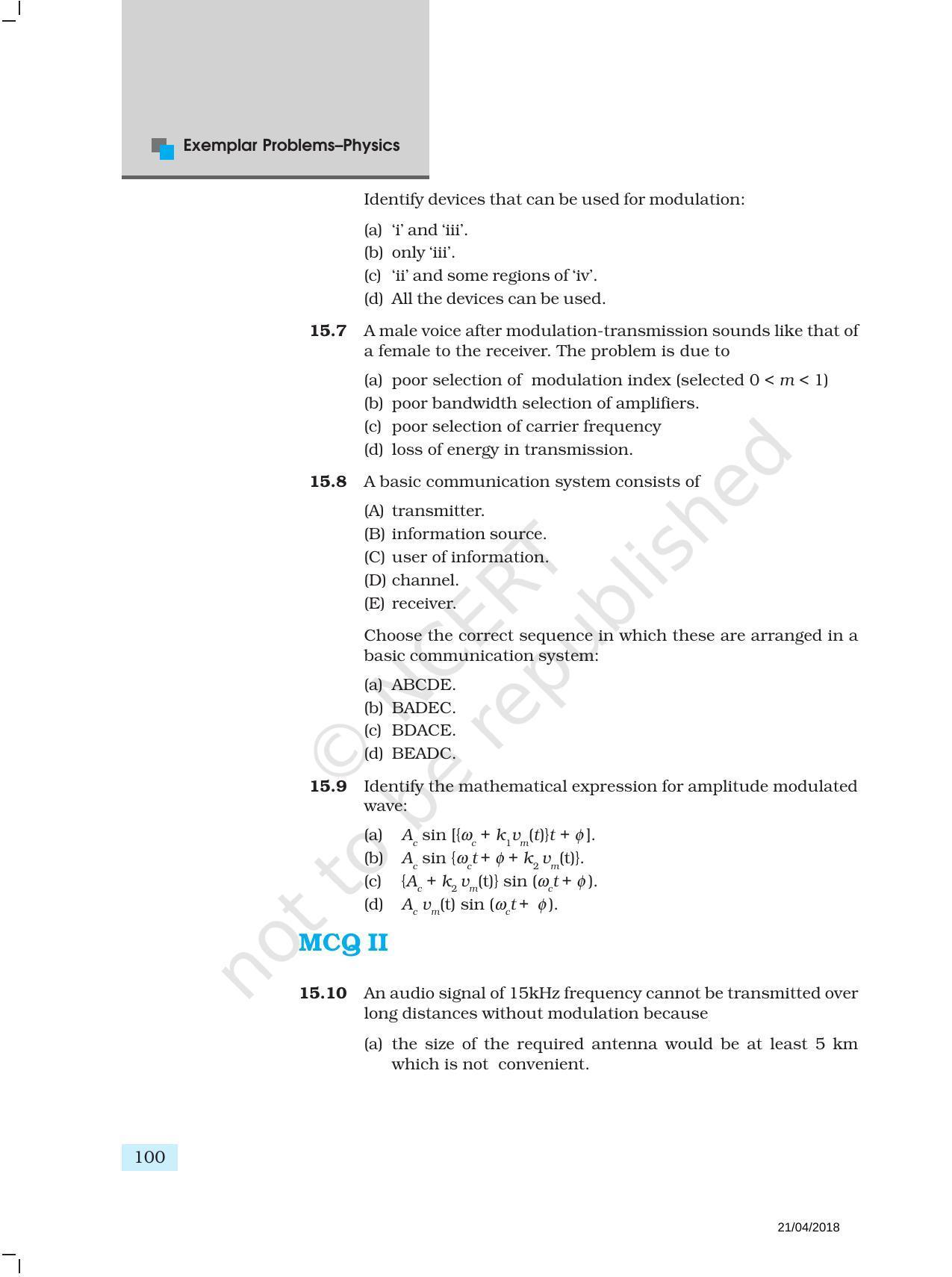 NCERT Exemplar Book for Class 12 Physics: Chapter 15 Communication Systems - Page 3