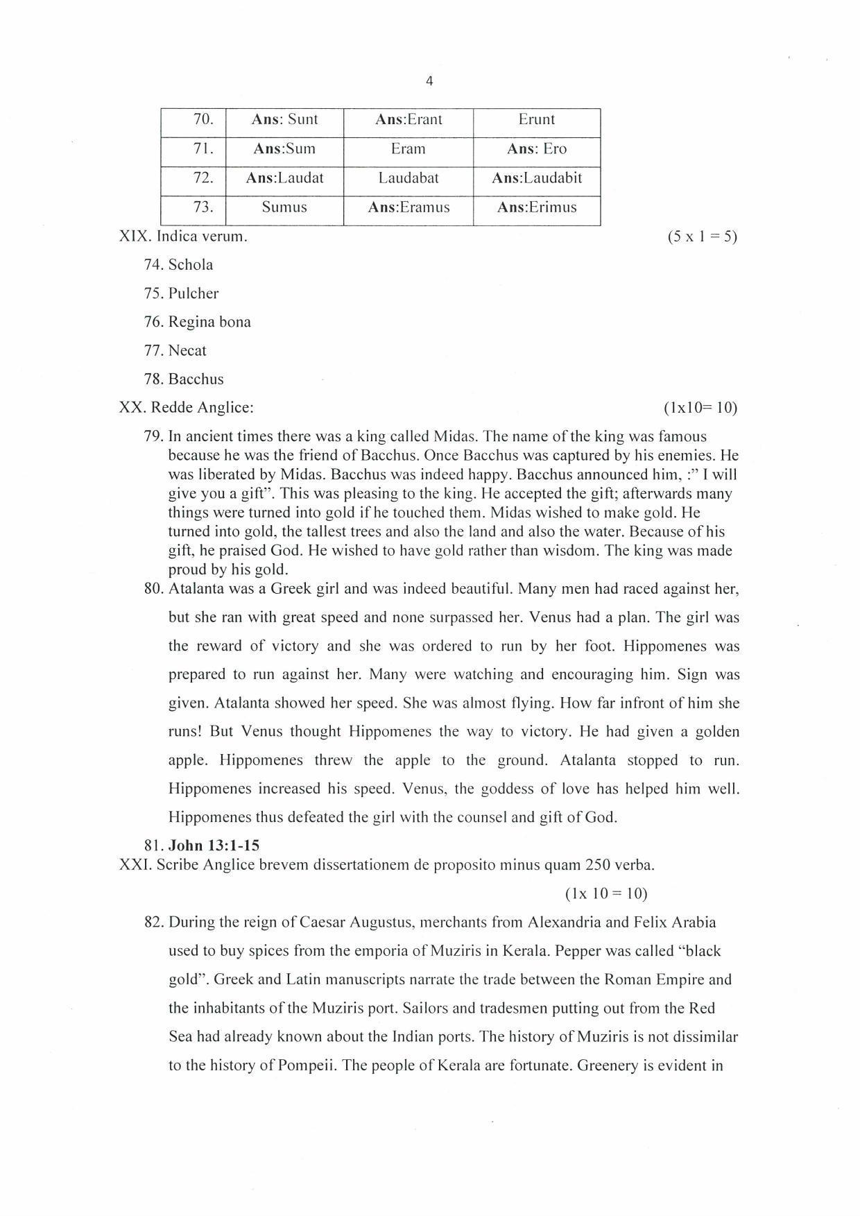 Kerala Plus One (Class 11th) Part-II Latin Answer Key 2021 - Page 4