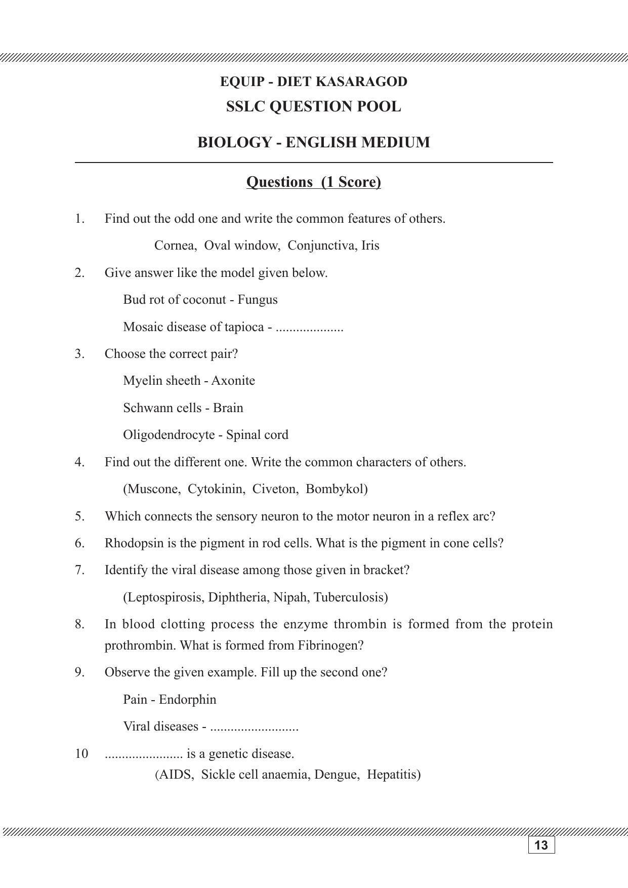 Kerala SSLC 2023 Biology Question Pool - Page 13
