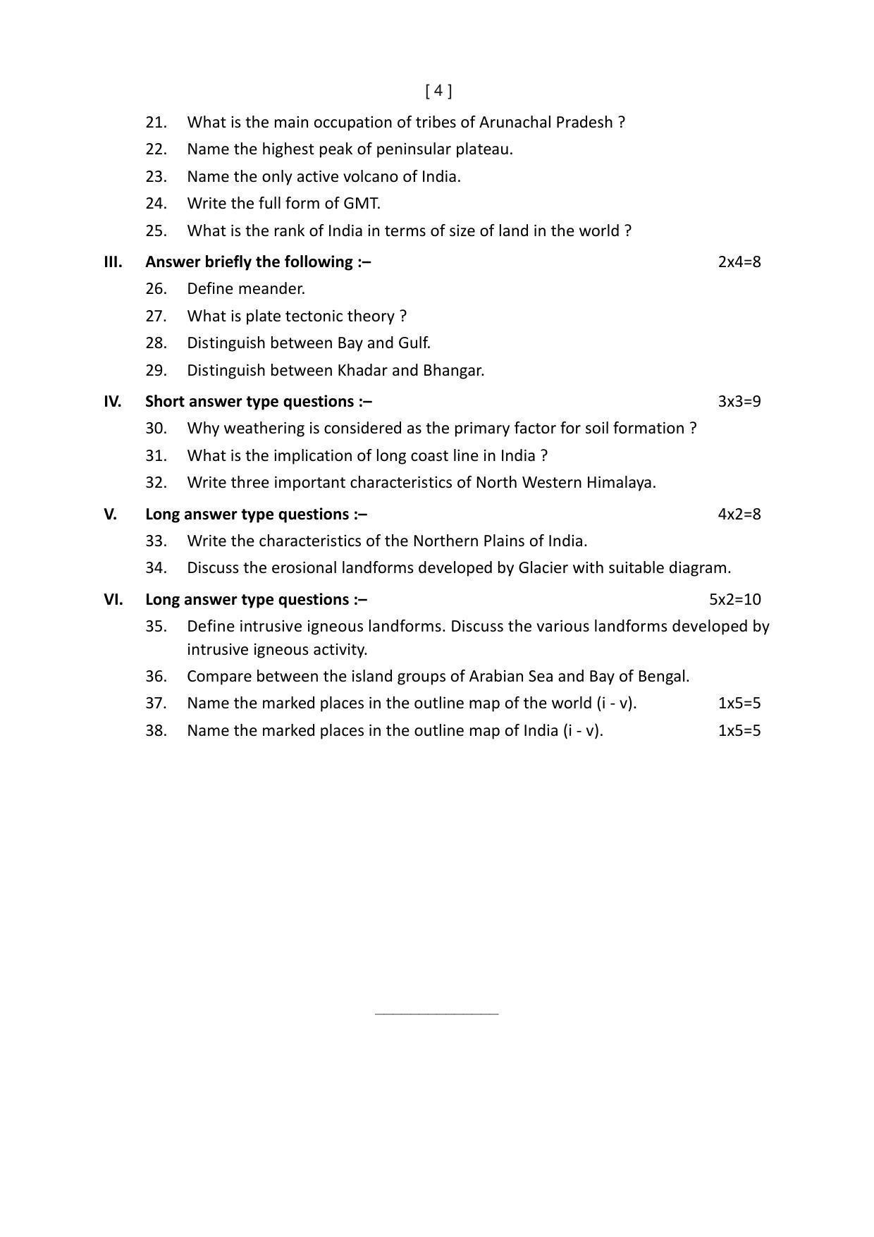Tripura Board Geography Question Paper 2023 - Page 4