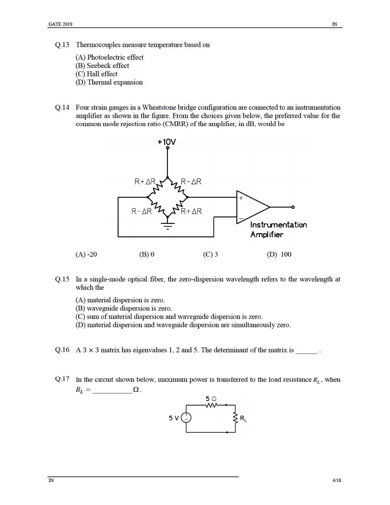 GATE 2019 Instrumentation Engineering (IN) Question Paper - Page 7