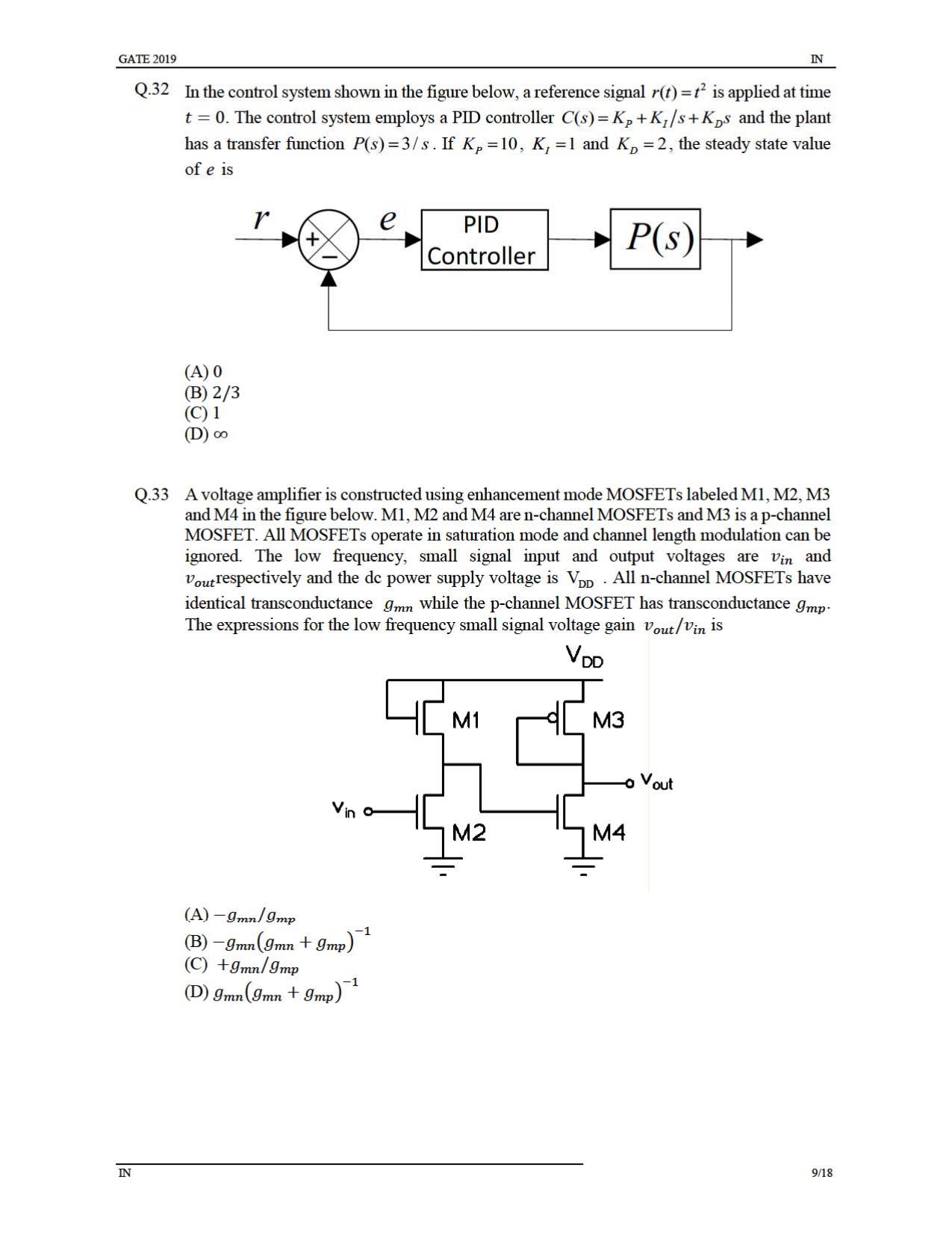 GATE 2019 Instrumentation Engineering (IN) Question Paper - Page 12