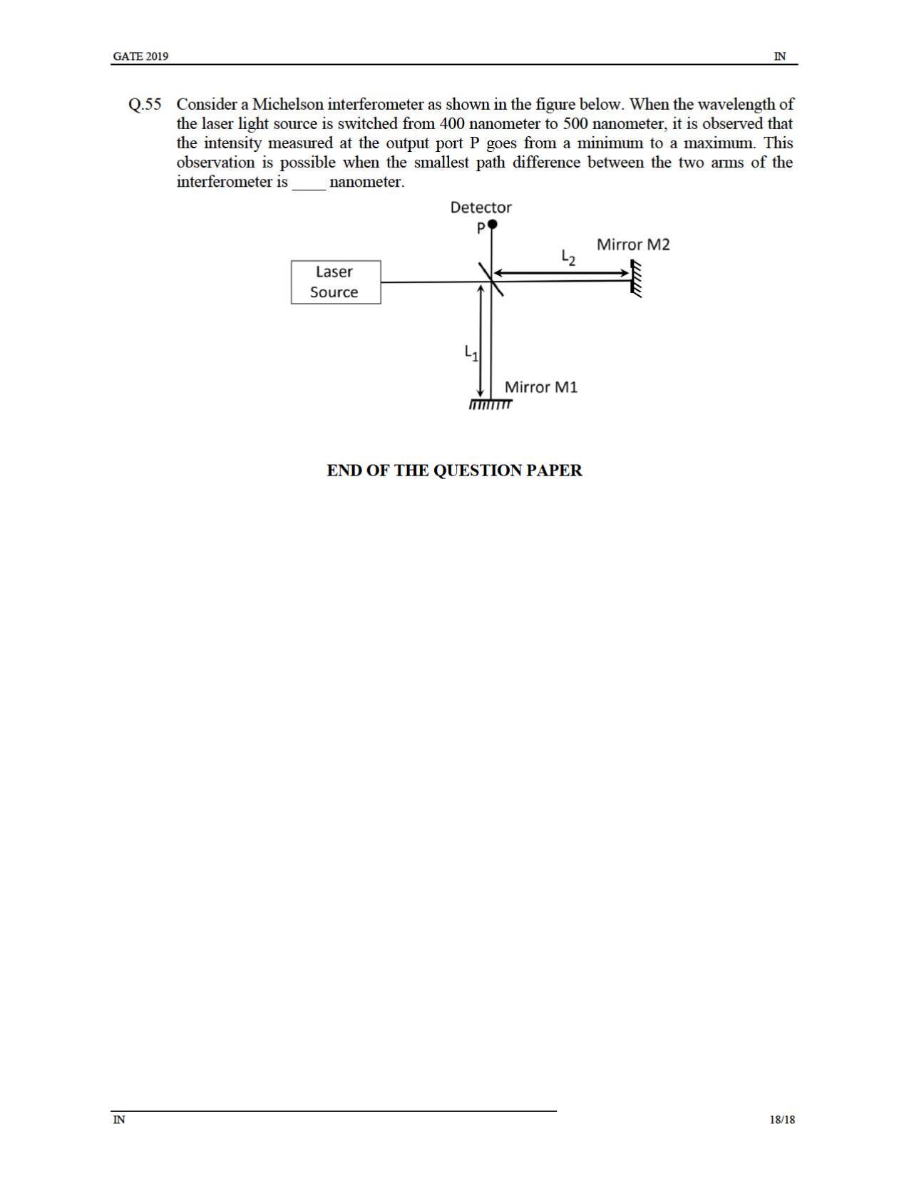 GATE 2019 Instrumentation Engineering (IN) Question Paper - Page 21