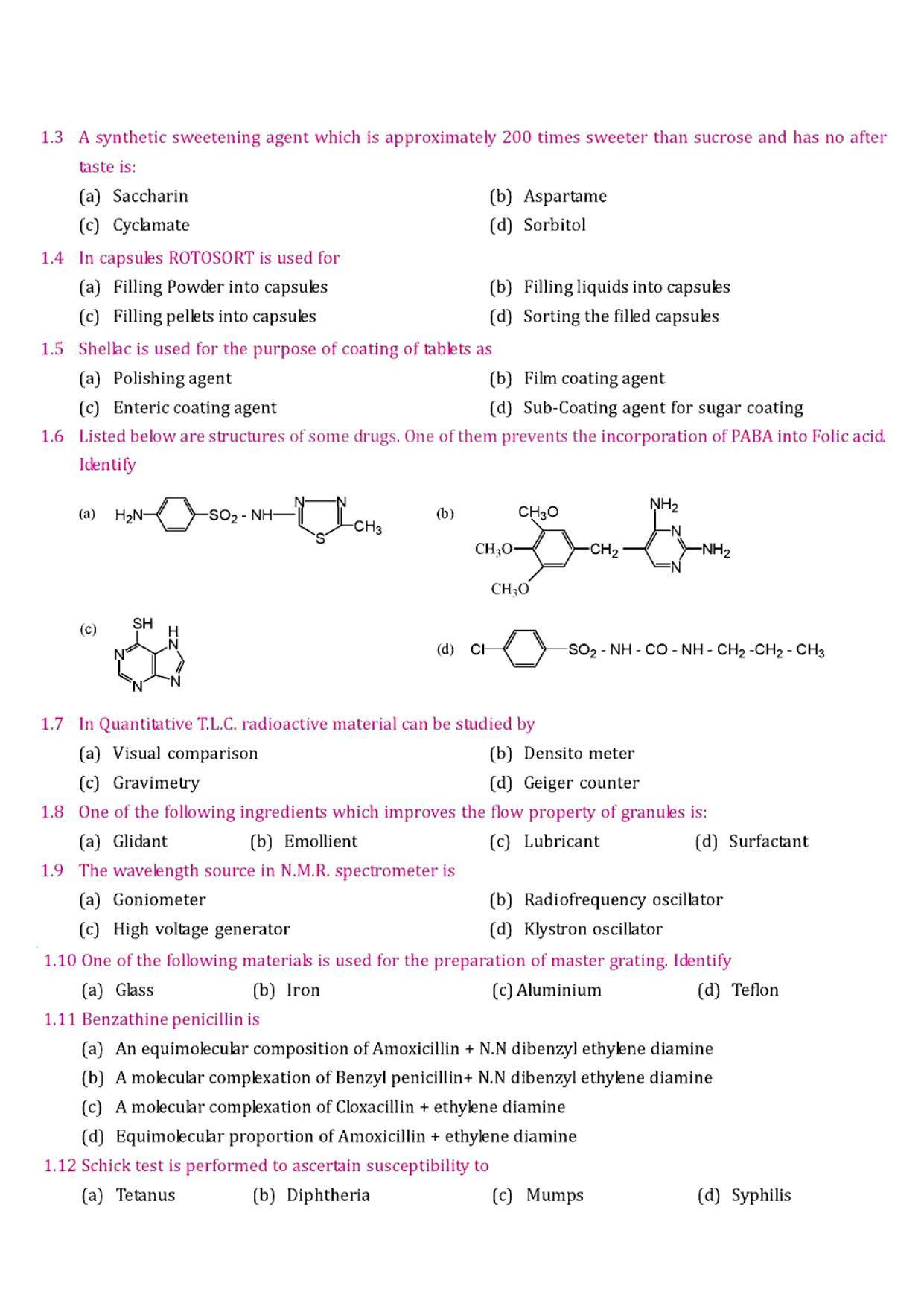 GPAT 1997 Question Paper with Answer Key - Page 2