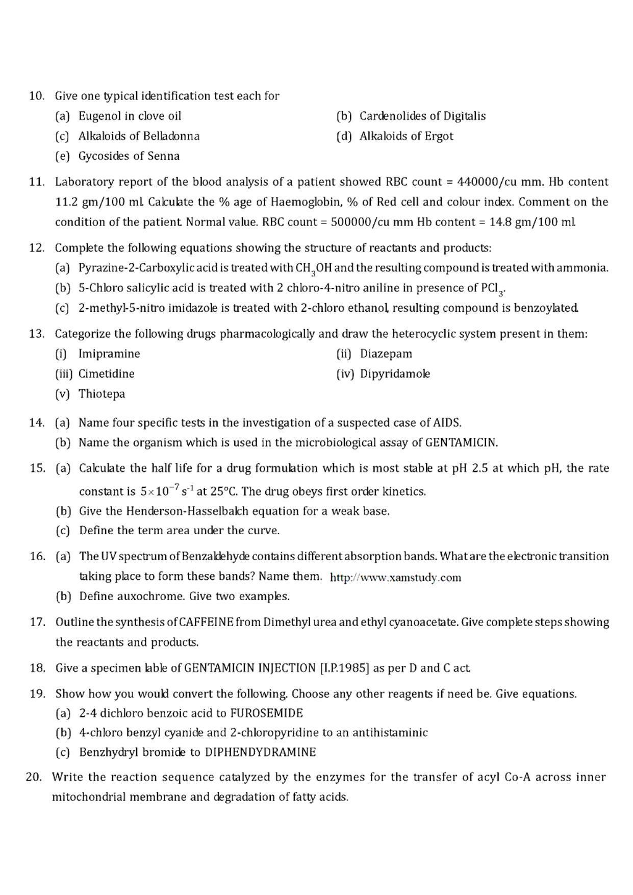 GPAT 1997 Question Paper with Answer Key - Page 9