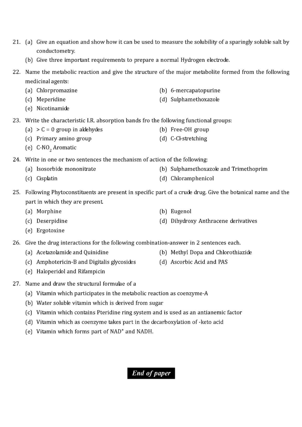 GPAT 1997 Question Paper with Answer Key - Page 10