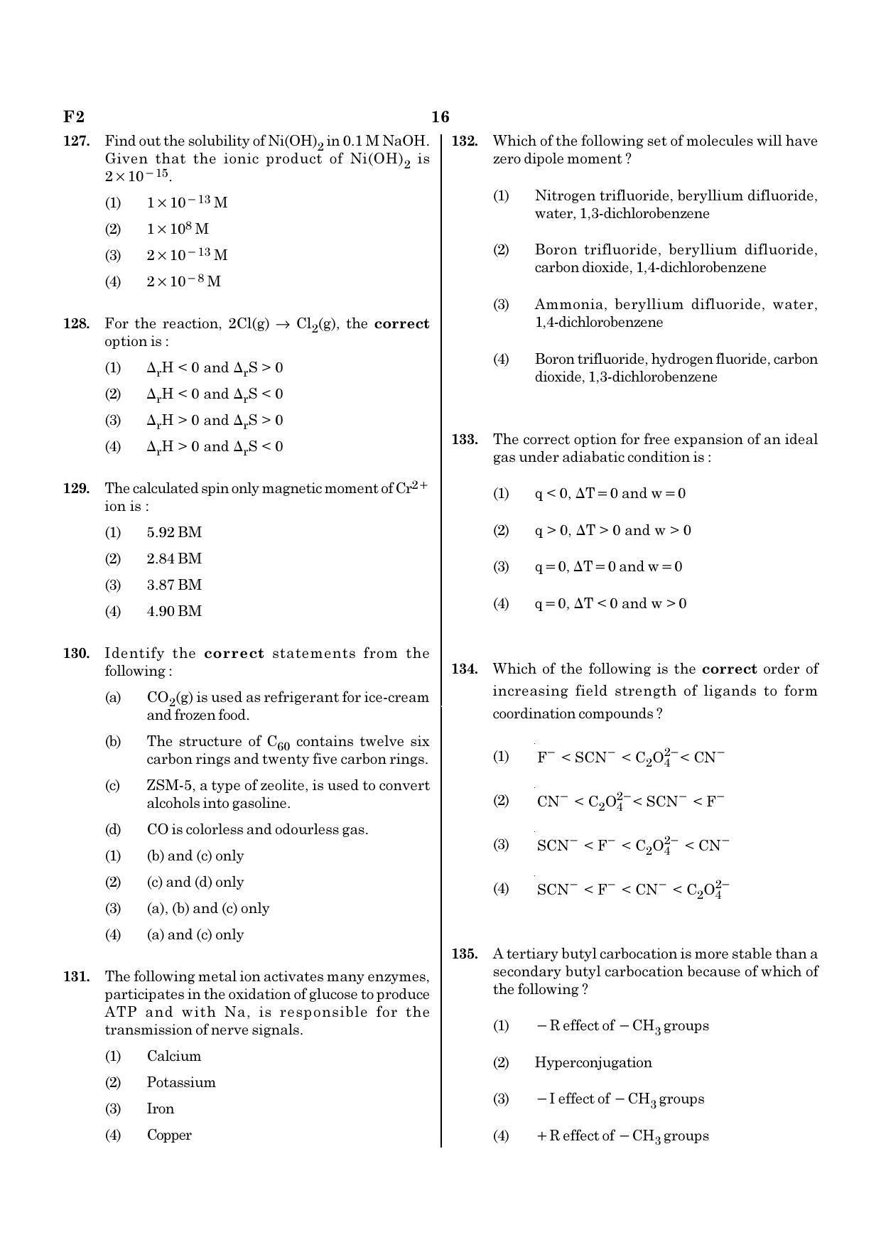 NEET F2 2020 Question Paper - Page 16
