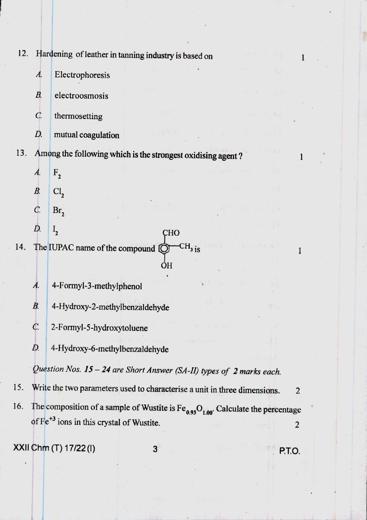 COHSEM 12th Question Papers Improvement 2022 Chemistry - Page 3
