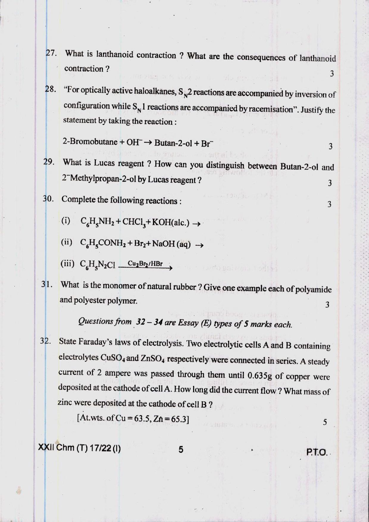 COHSEM 12th Question Papers Improvement 2022 Chemistry - Page 5