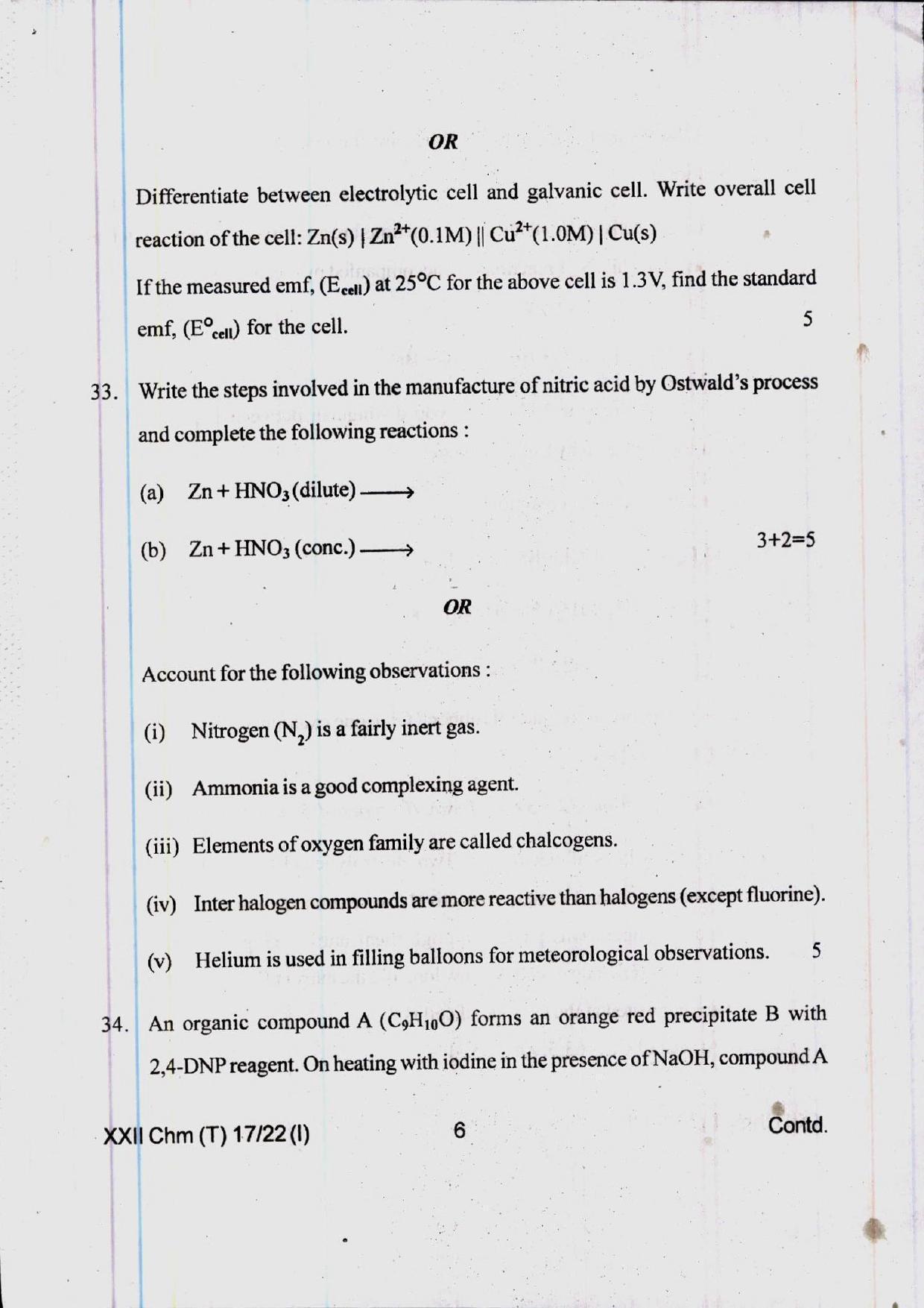 COHSEM 12th Question Papers Improvement 2022 Chemistry - Page 6