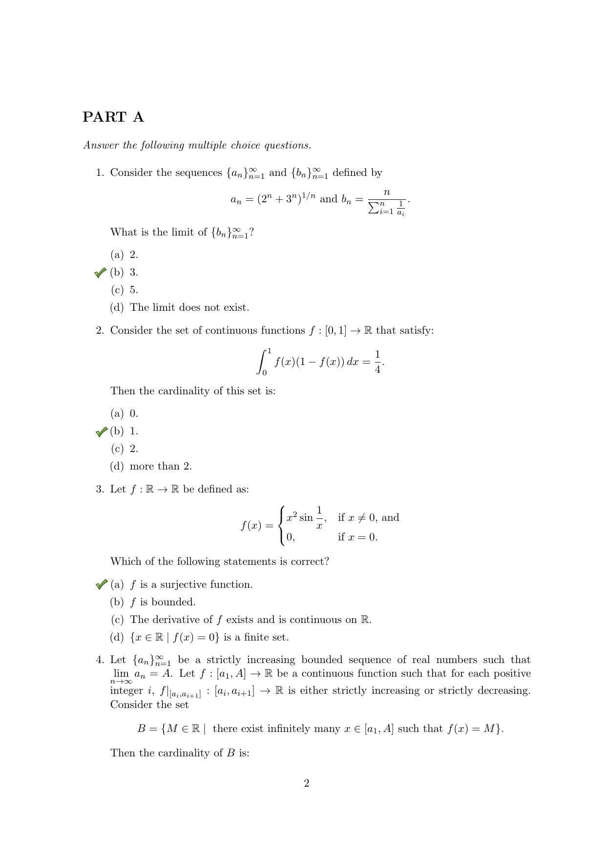 TIFR GS 2020 Mathematics Question Paper - Page 2