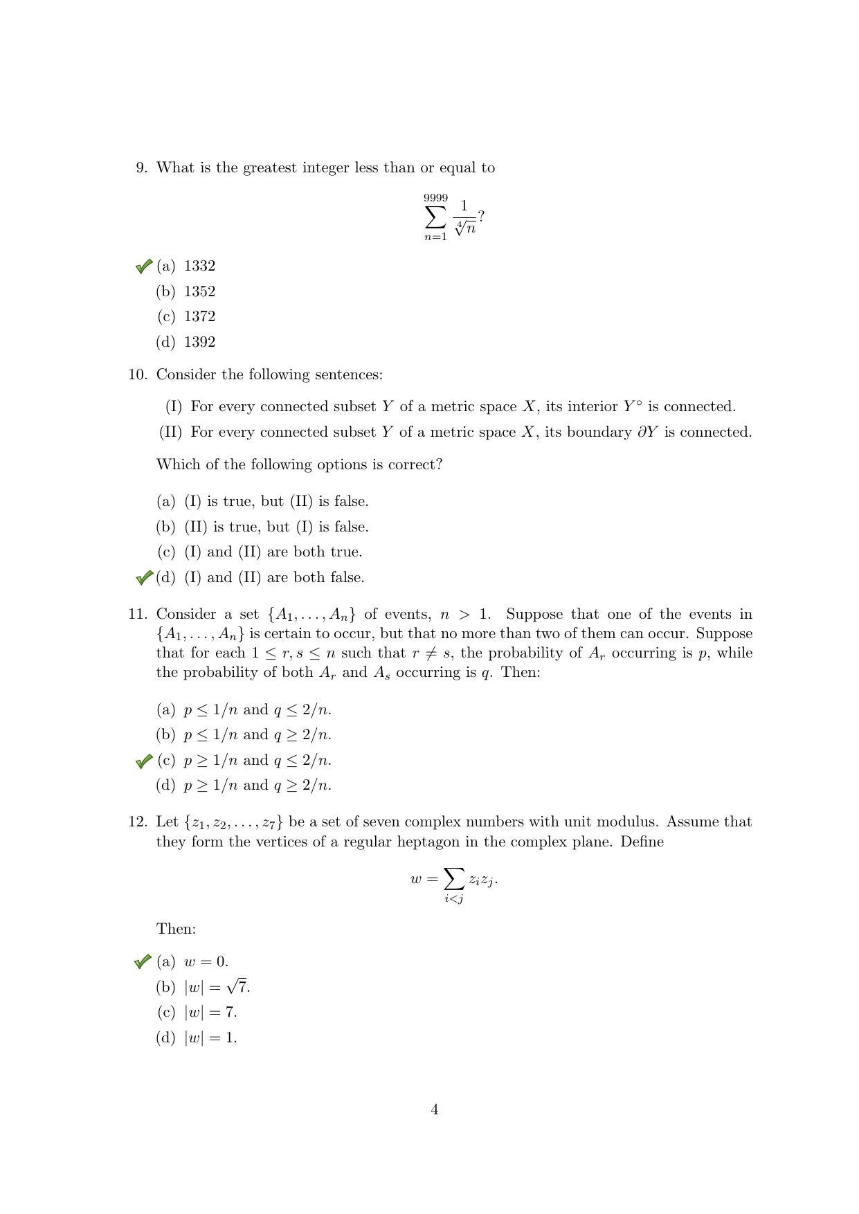 TIFR GS 2020 Mathematics Question Paper - Page 4