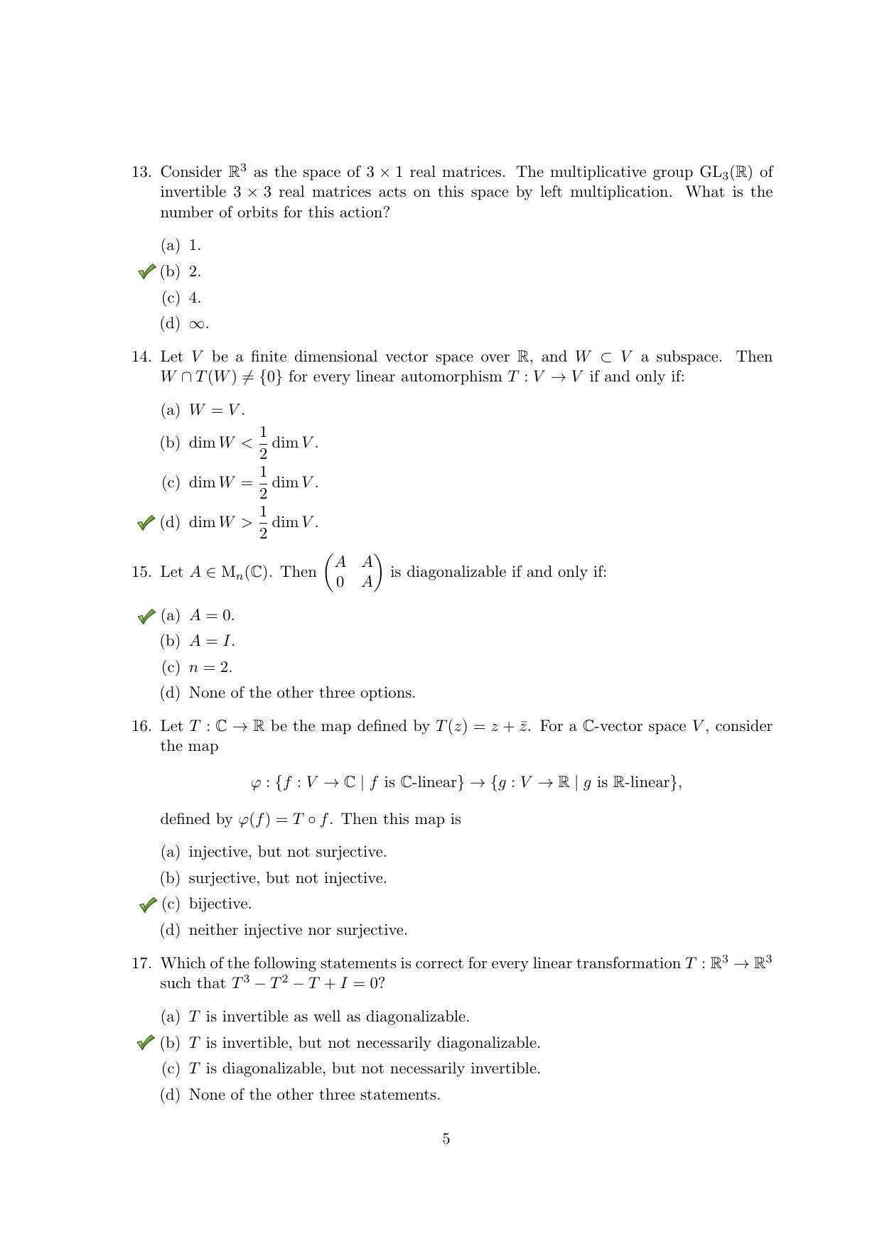 TIFR GS 2020 Mathematics Question Paper - Page 5