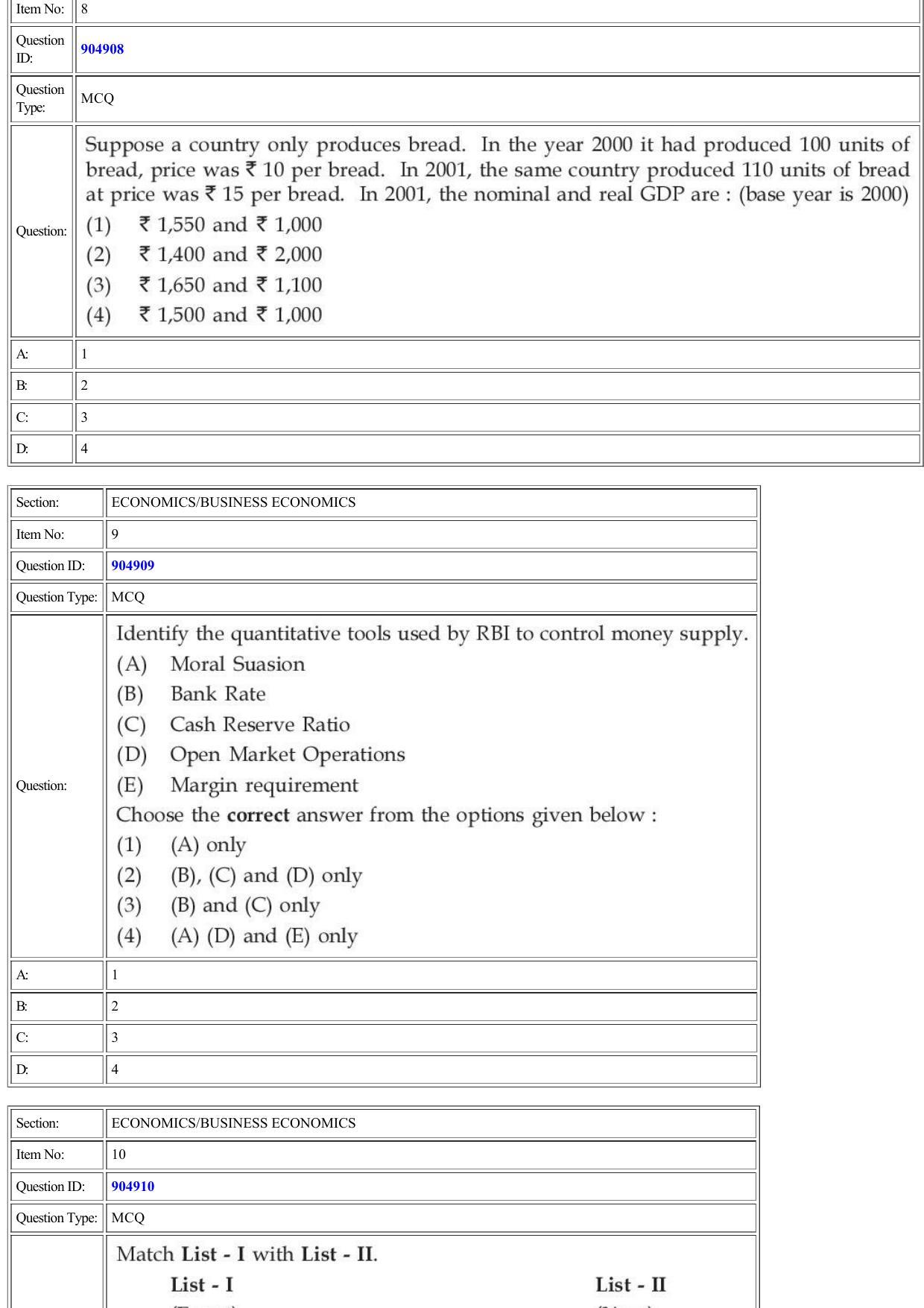 CUET 2022 Question Paper of Economics Business Economics - Page 4