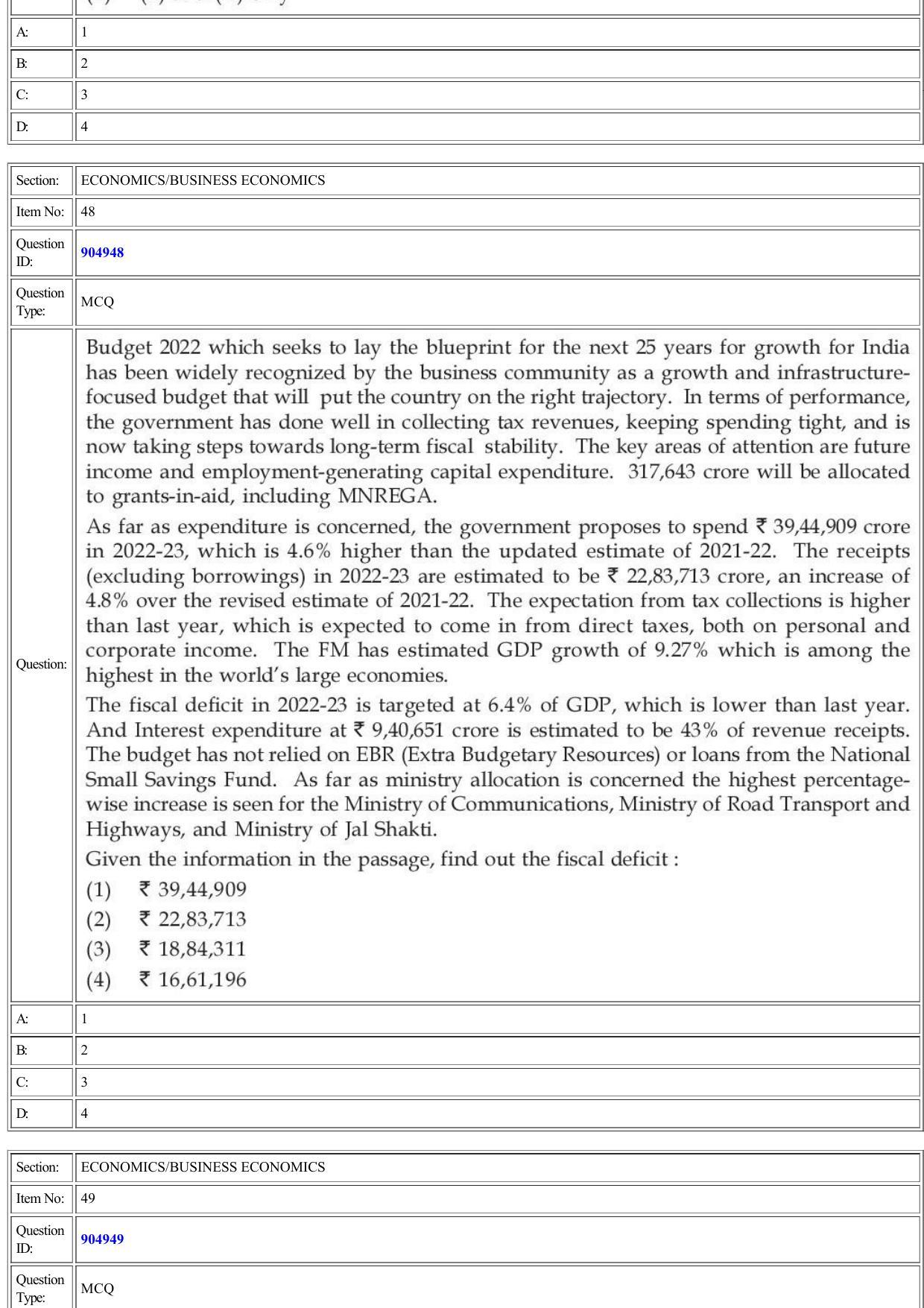 CUET 2022 Question Paper of Economics Business Economics - Page 23