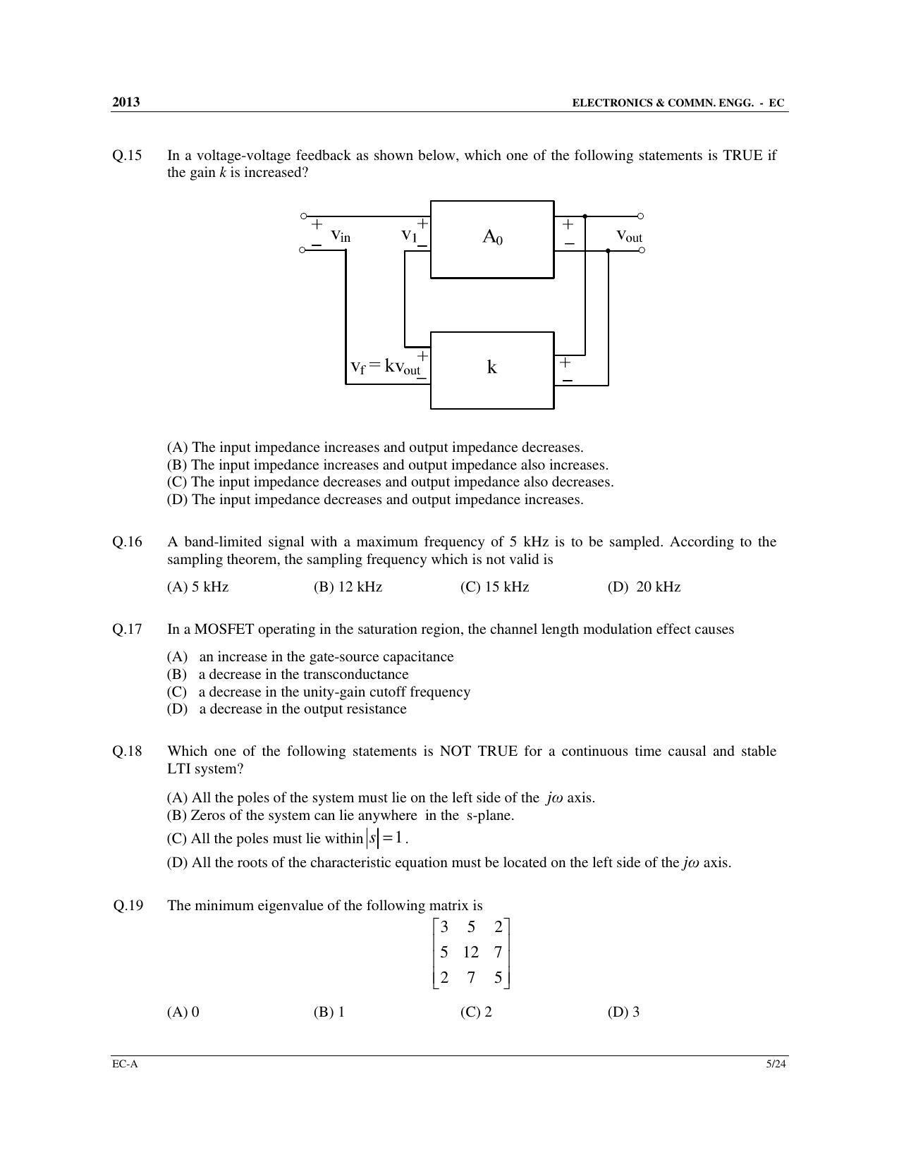 GATE 2013 Electronics and Communication Engineering (EC) Question Paper with Answer Key - Page 6